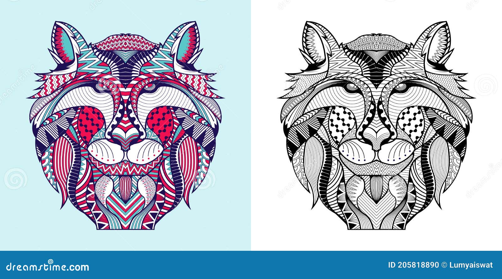 Coloring book the Fox head stock vector. Illustration of line - 205818890