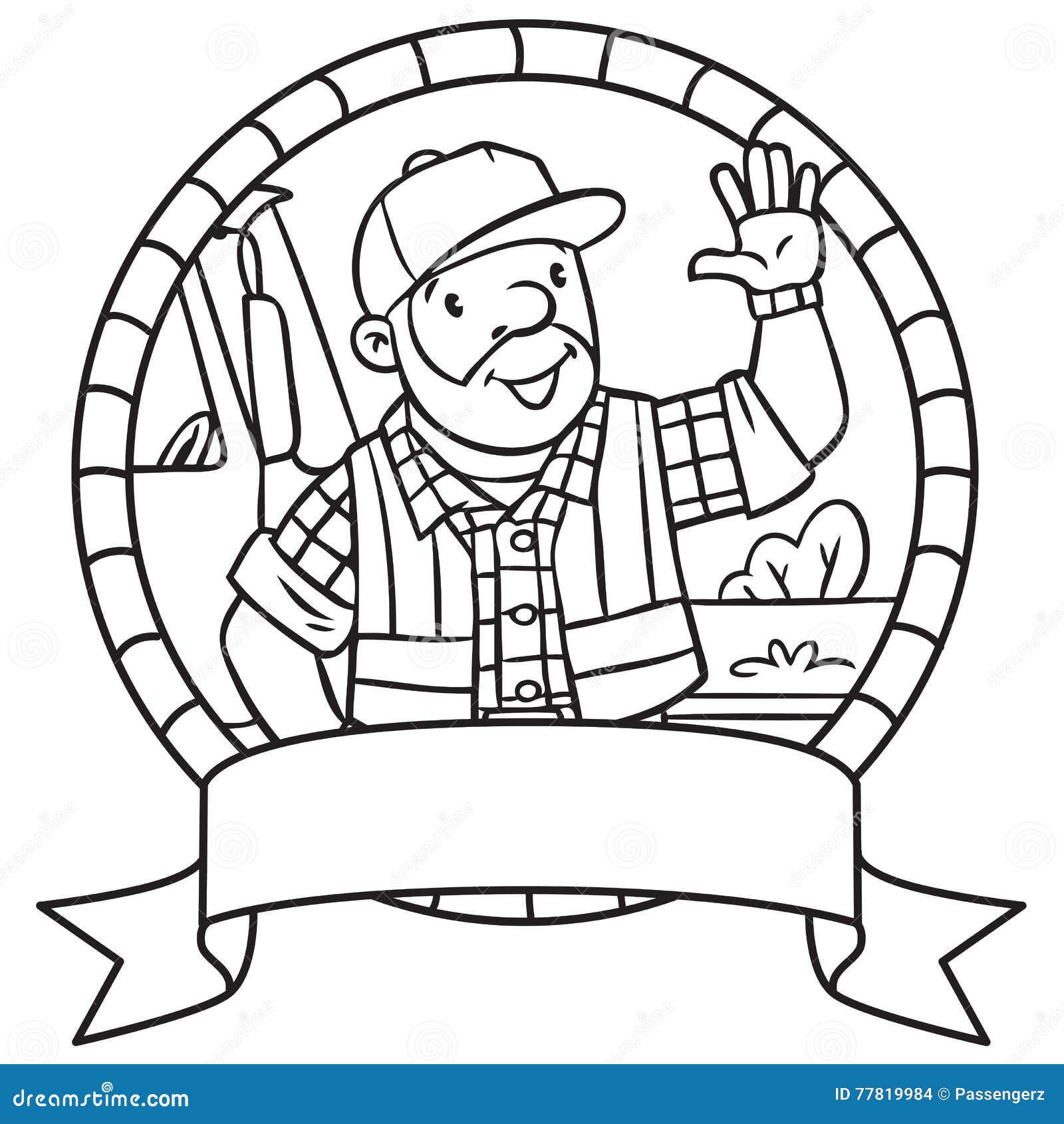 Download Coloring Book Of Funny Driver Or Worker. Emblem. Stock Vector - Illustration of cheerful ...