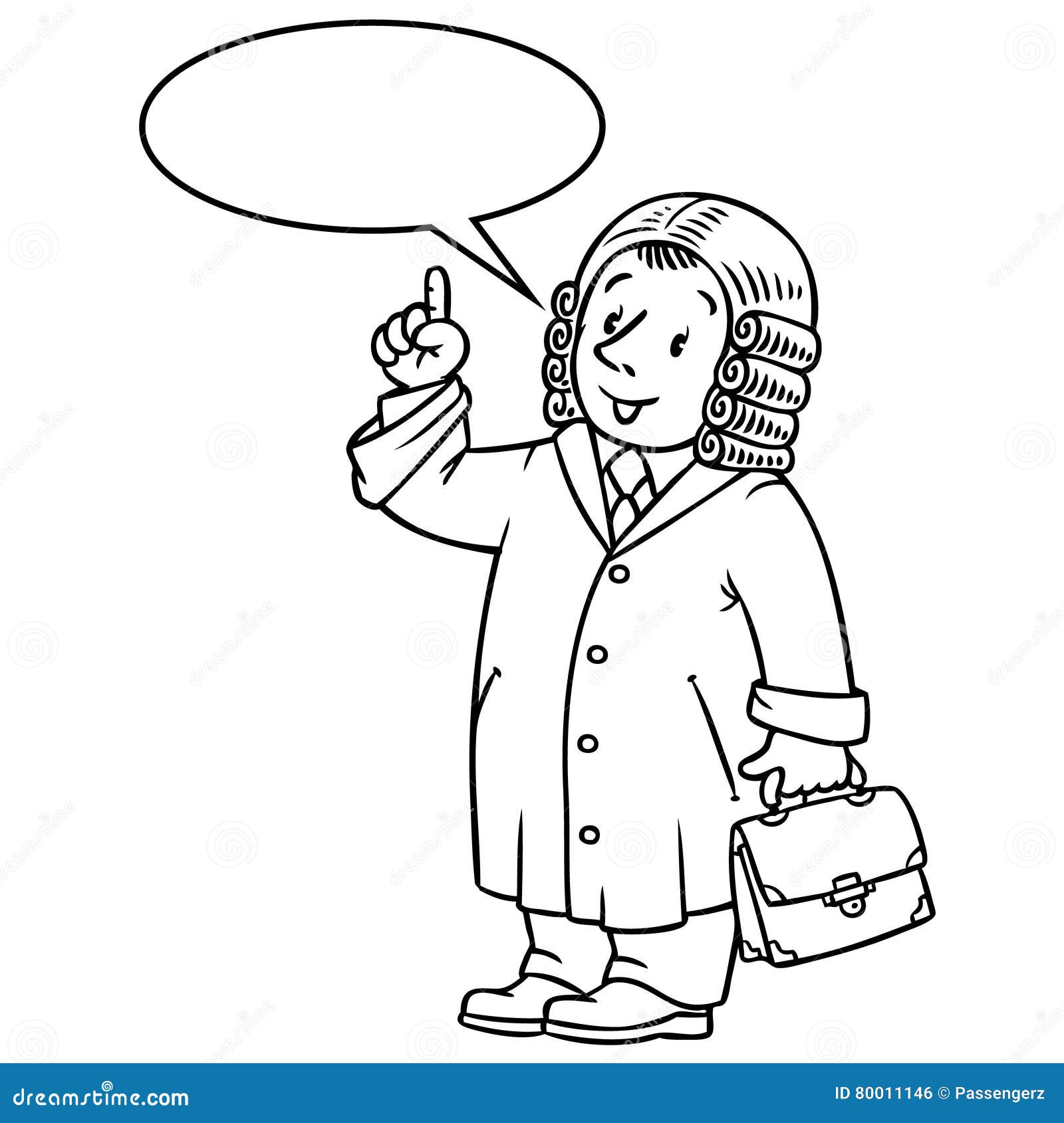 Coloring Book Of Funny Judge With Balloon For Text Stock Vector