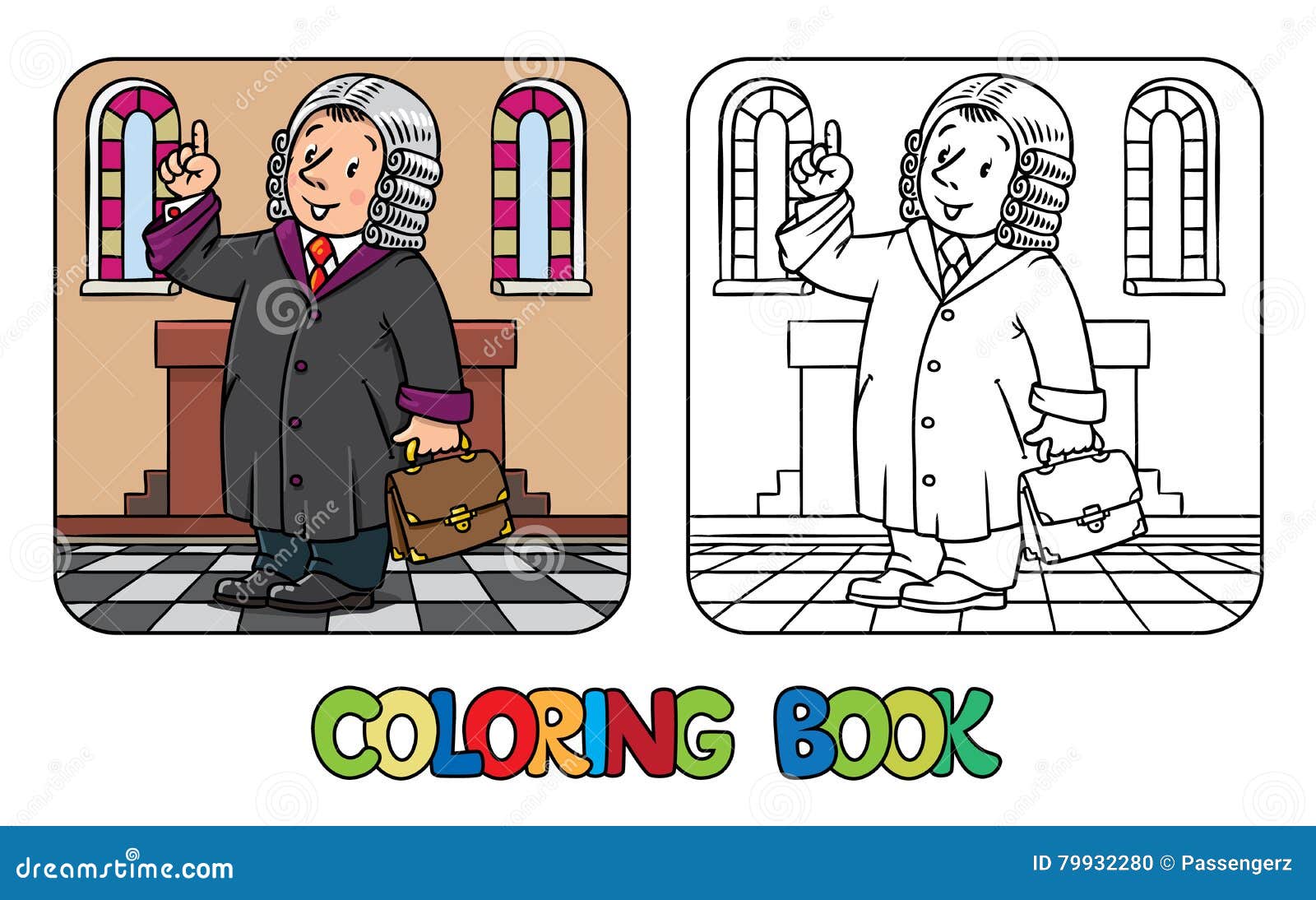 Coloring Book of Funny Judge Stock Vector - Illustration of employment