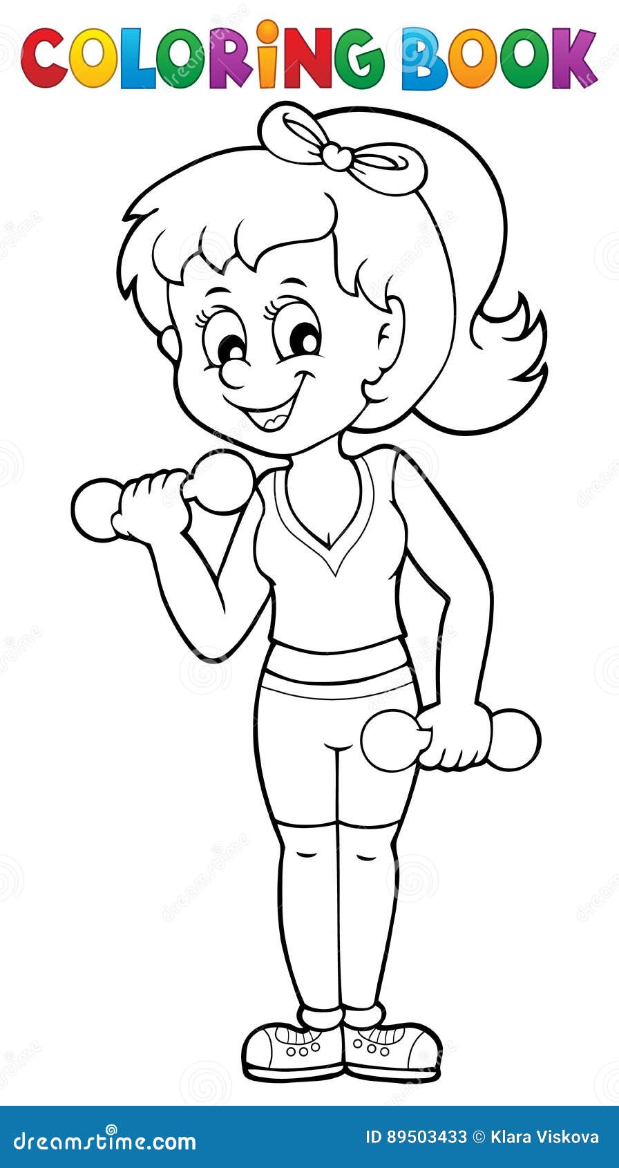 Coloring Book Girl Exercising 3 Stock Vector Illustration of painted
