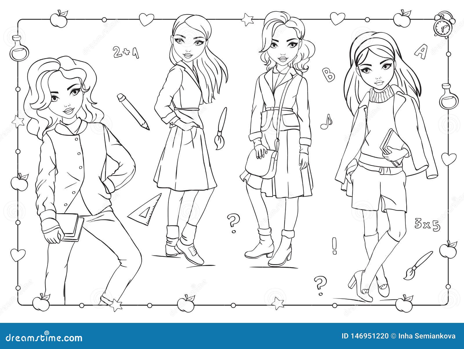 https://thumbs.dreamstime.com/z/coloring-book-girls-school-uniform-dresses-vector-beautiful-fashion-146951220.jpg