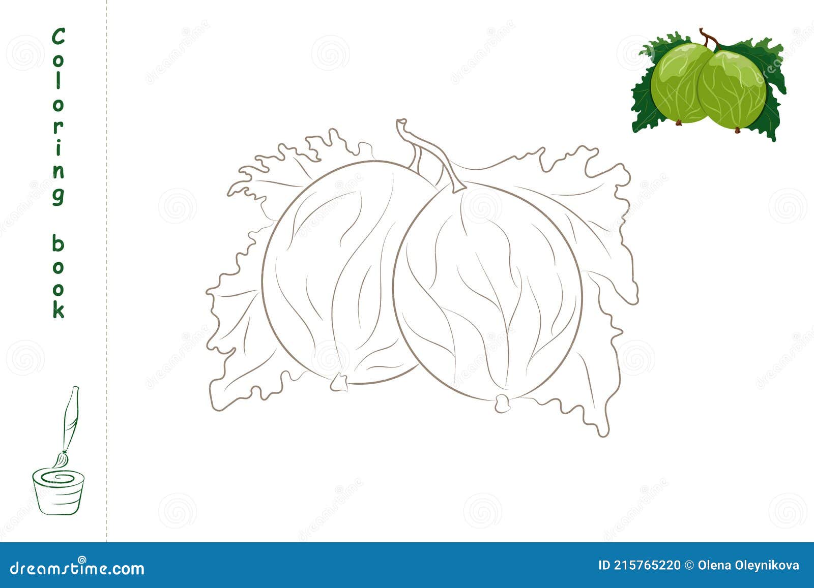 Coloring Book Gooseberry with Example Stock Vector - Illustration of
