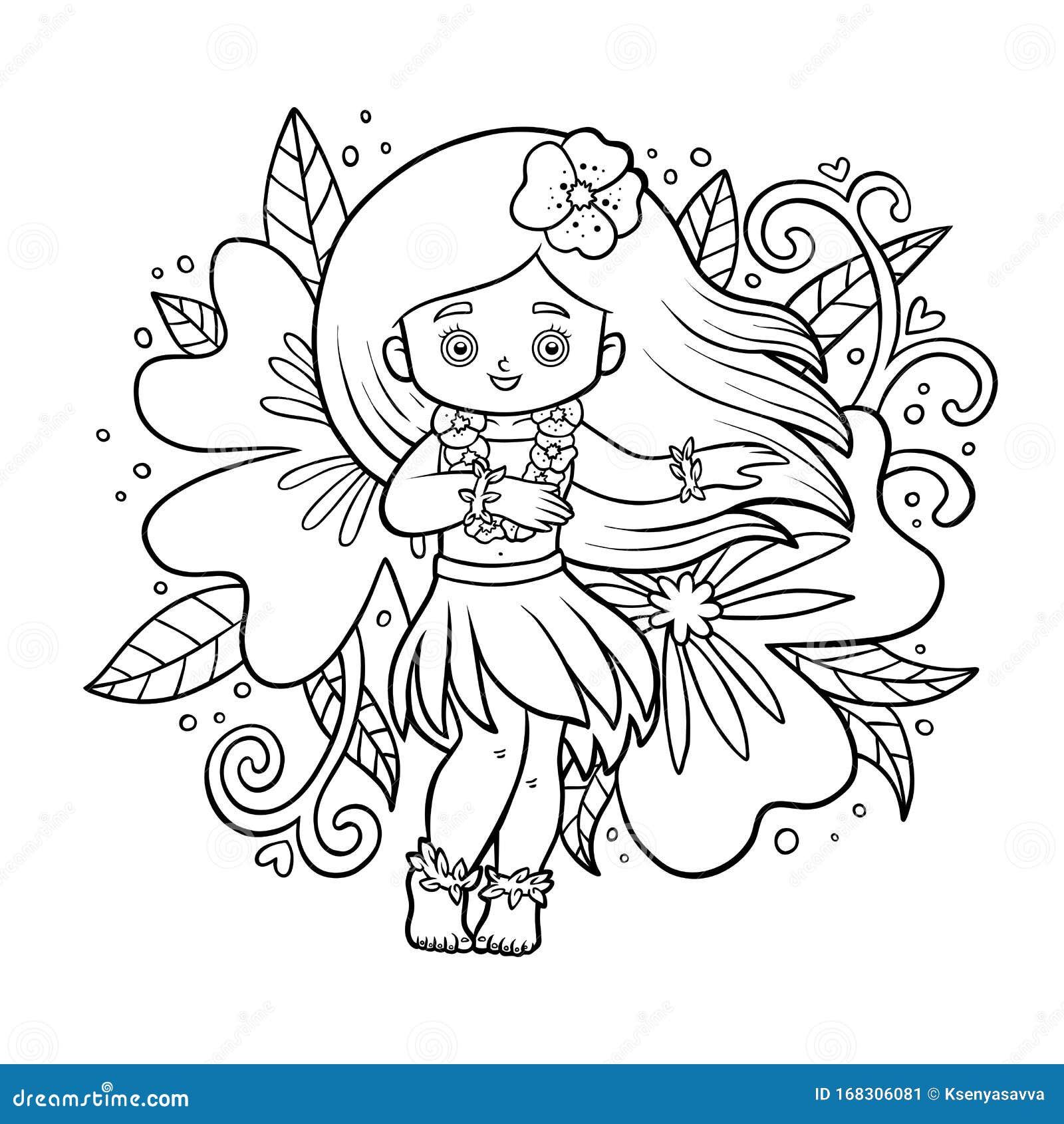 Download Coloring Book, Hawaiian Girl Dancing Hula Stock Vector - Illustration of caribbean, education ...