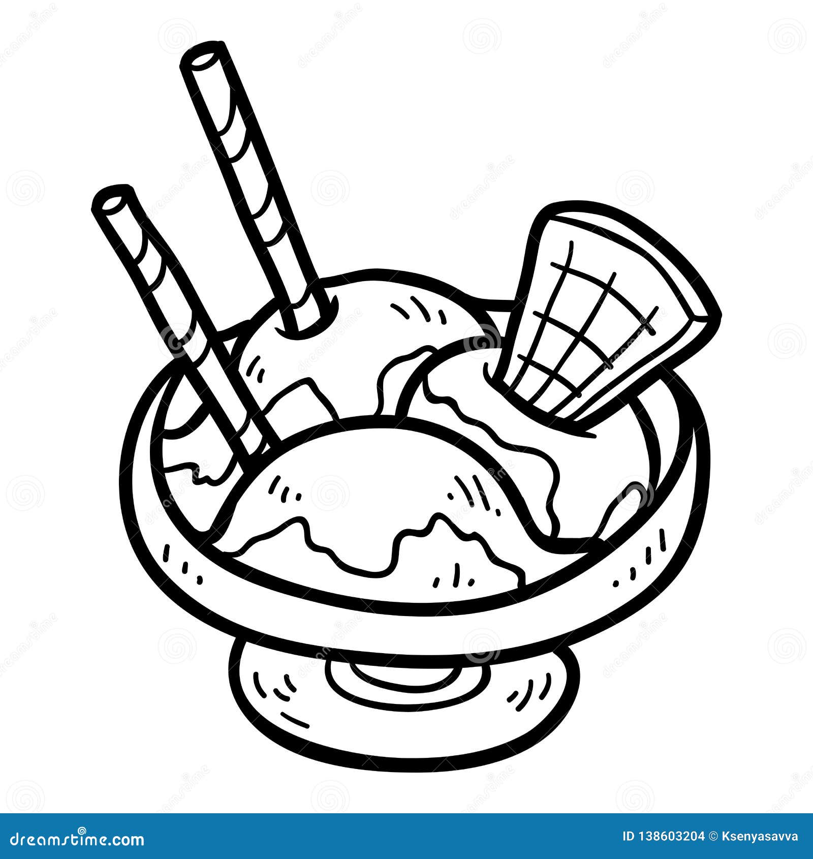 Download Coloring Book, Ice Cream In Bowl Stock Vector ...