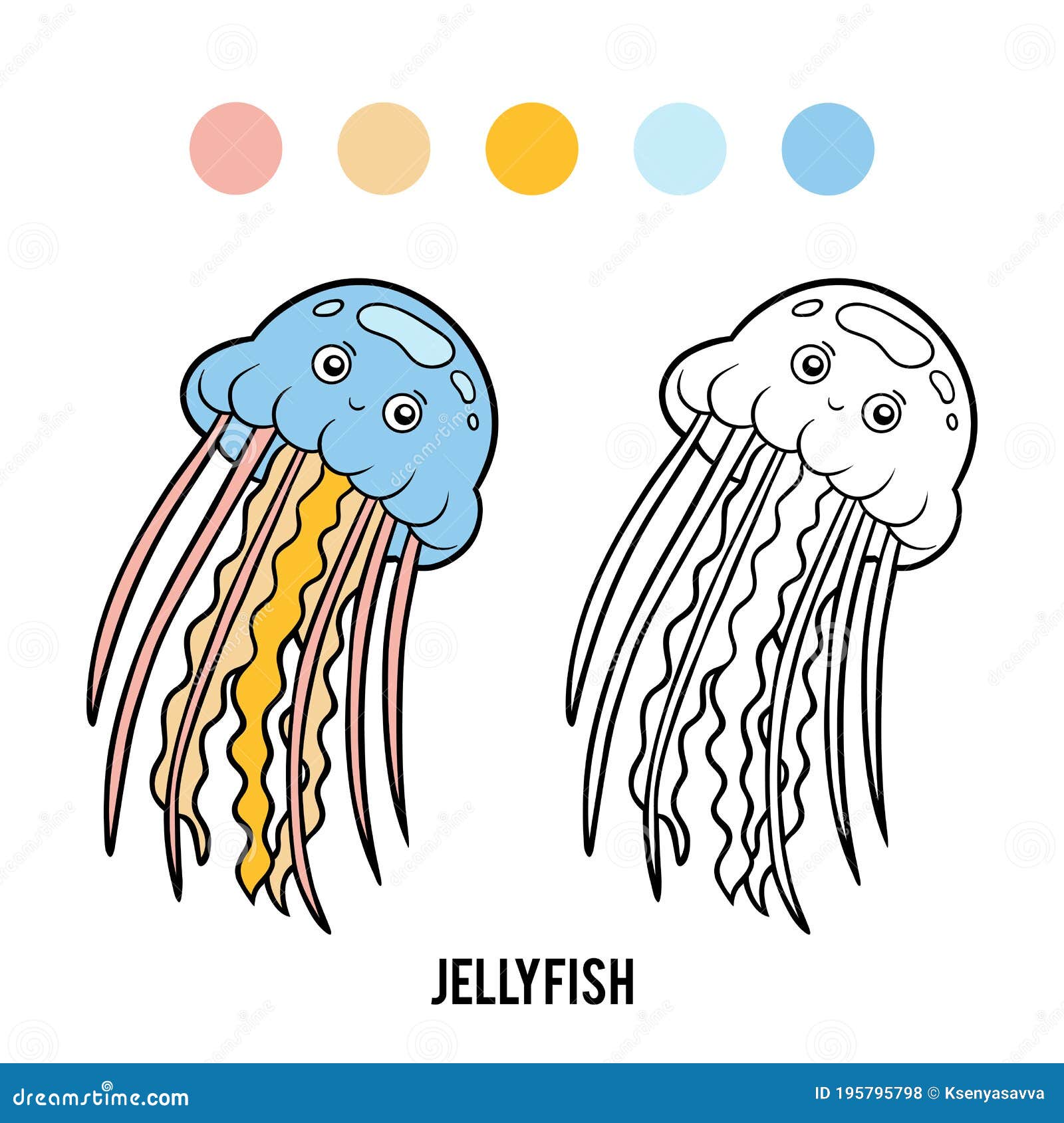 Coloring book, Jelly fish stock vector. Illustration of cute - 195795798