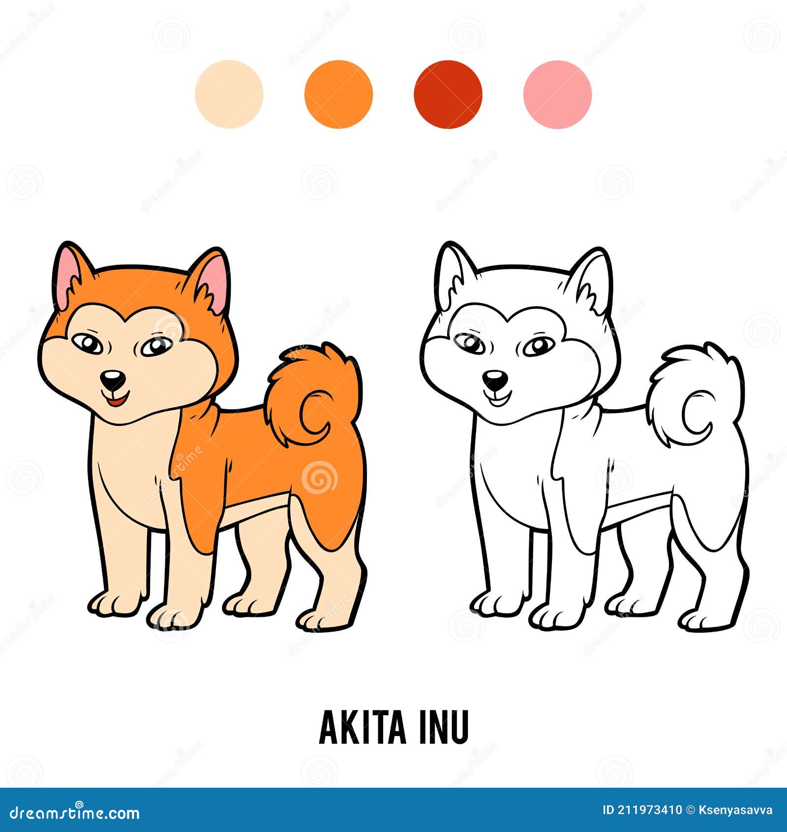 Coloring Book for Kids, Akita Inu Stock Vector   Illustration of ...