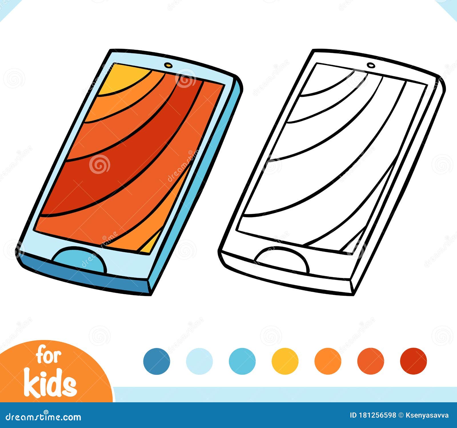 Coloring Book for Kids, Smartphone Stock Vector - Illustration of call