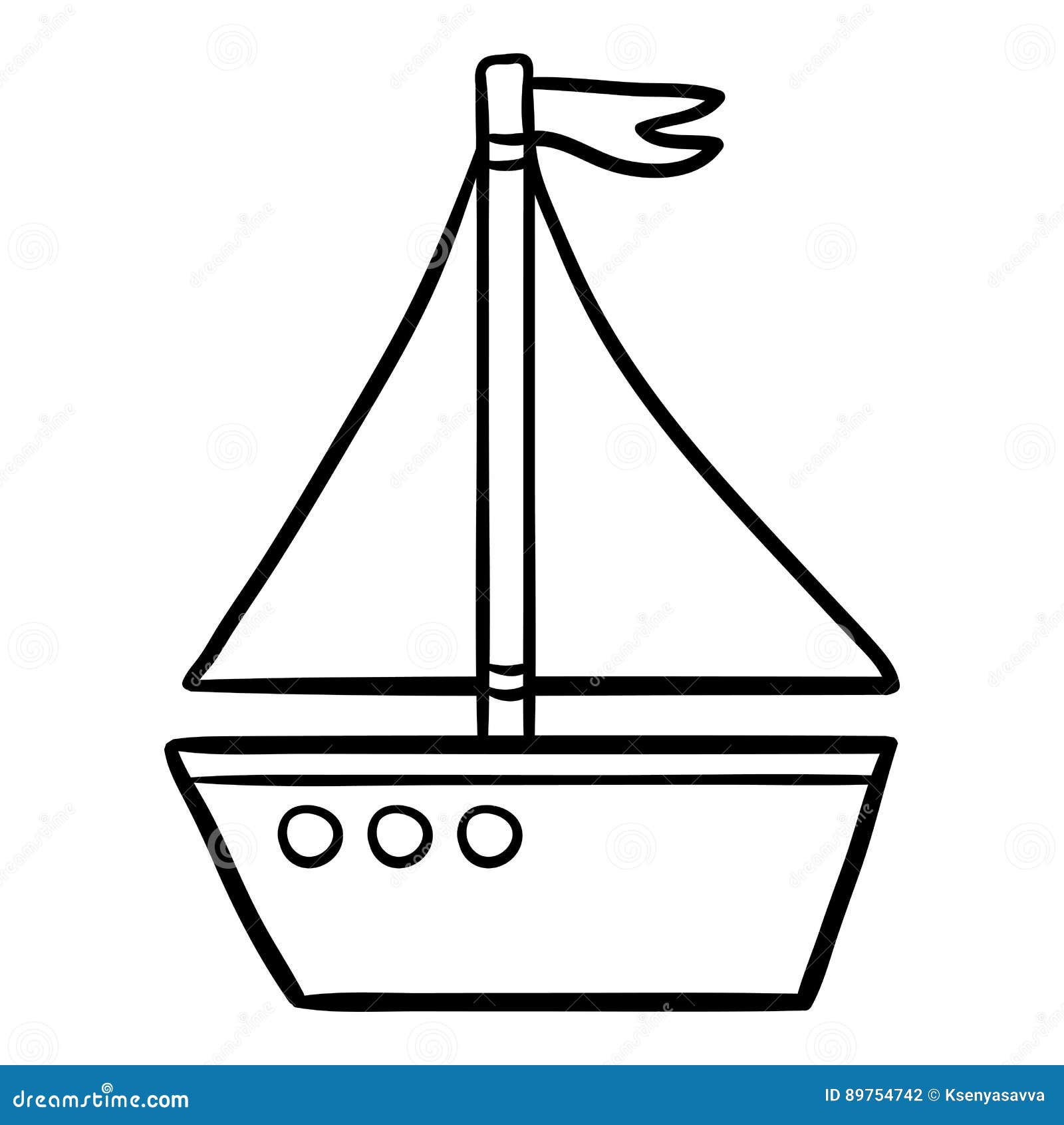 Download Coloring Book For Kids, Yacht Stock Vector - Illustration ...