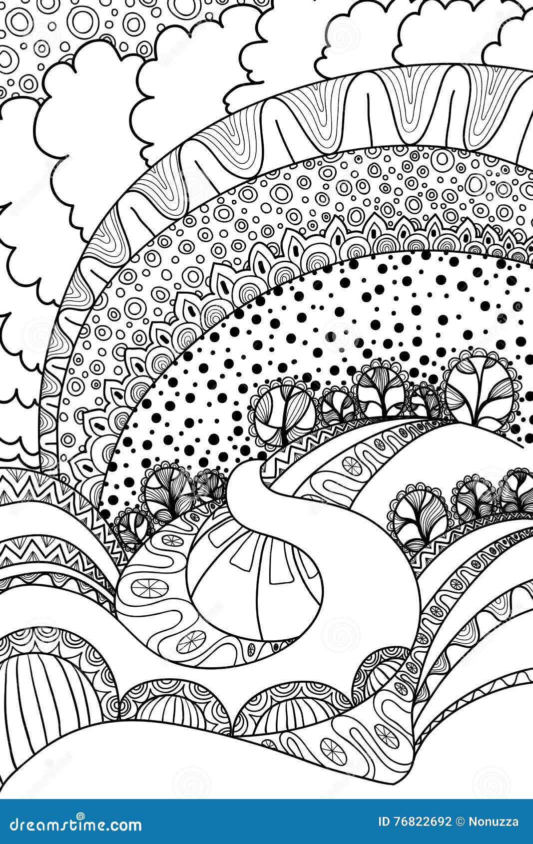 Landscape coloring pages vector
