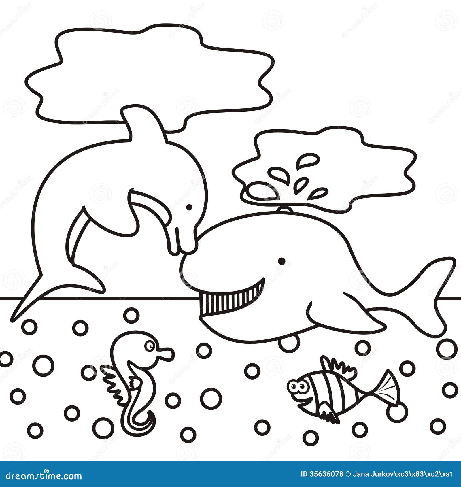 Coloring Book Marine Life Stock Vector Image 35636078