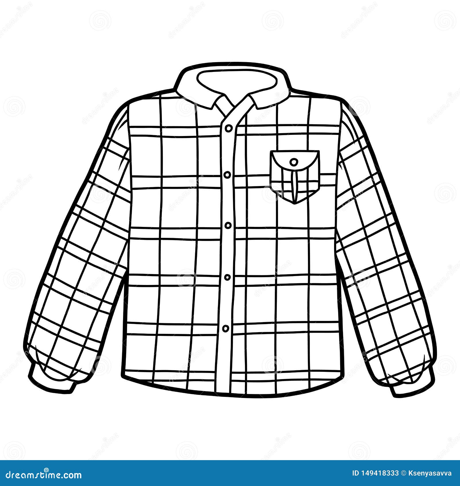 Coloring Book, Menâ€™s Scotch Plaid Shirt Stock Vector - Illustration ...