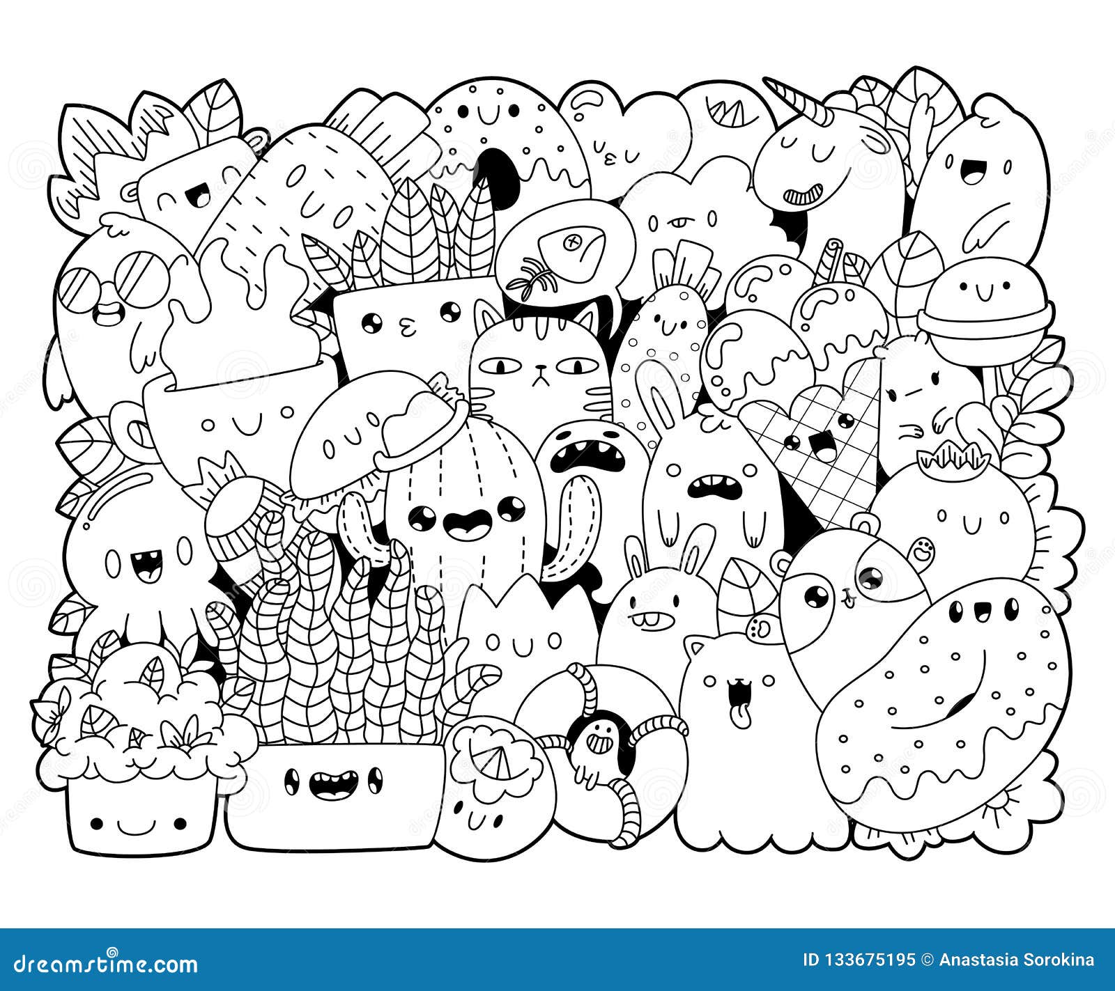 cute cartoon food coloring pages