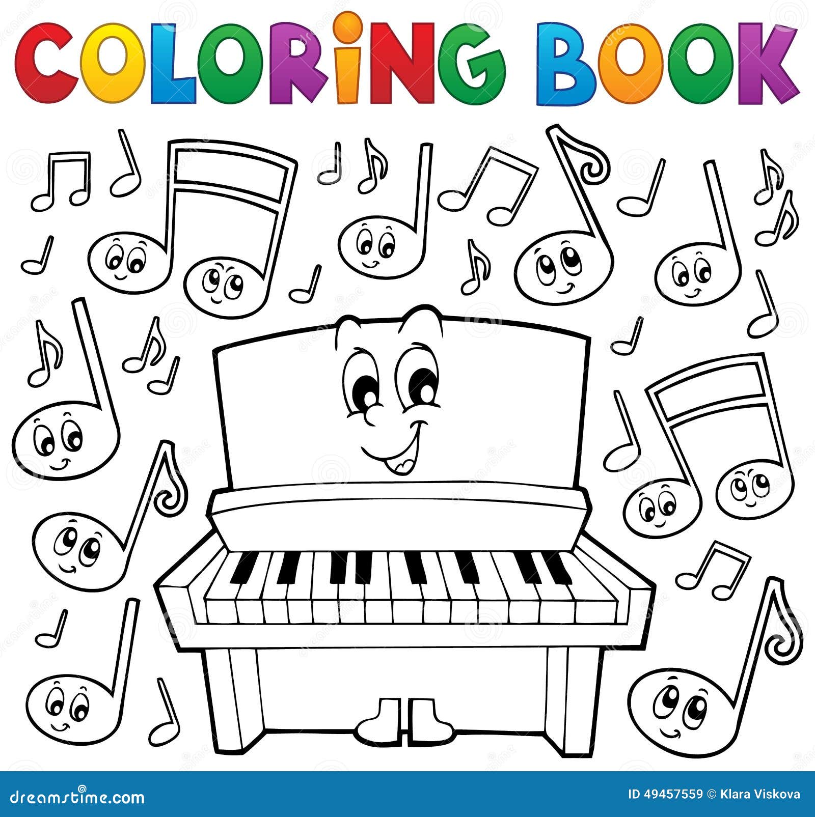 Coloring Book Music Theme Image 1 Stock Vector