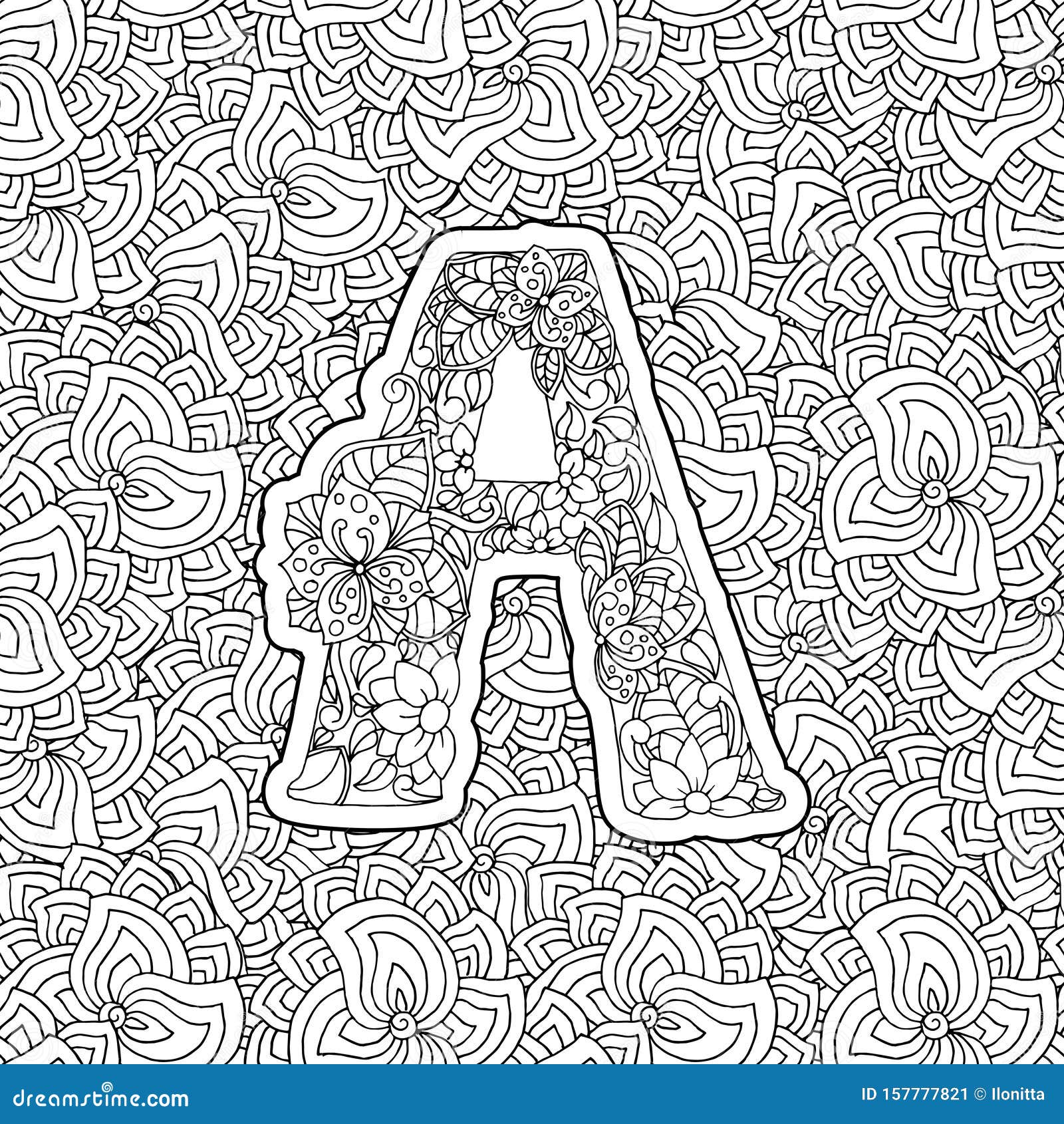 Coloring Book Ornamental Alphabet Letter a Font Stock Vector ...