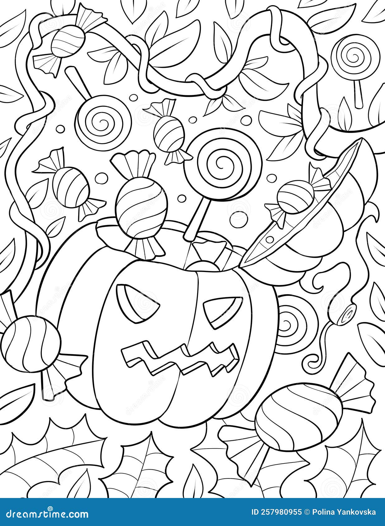 Halloween Coloring Page for Adult Stock Illustration - Illustration of ...