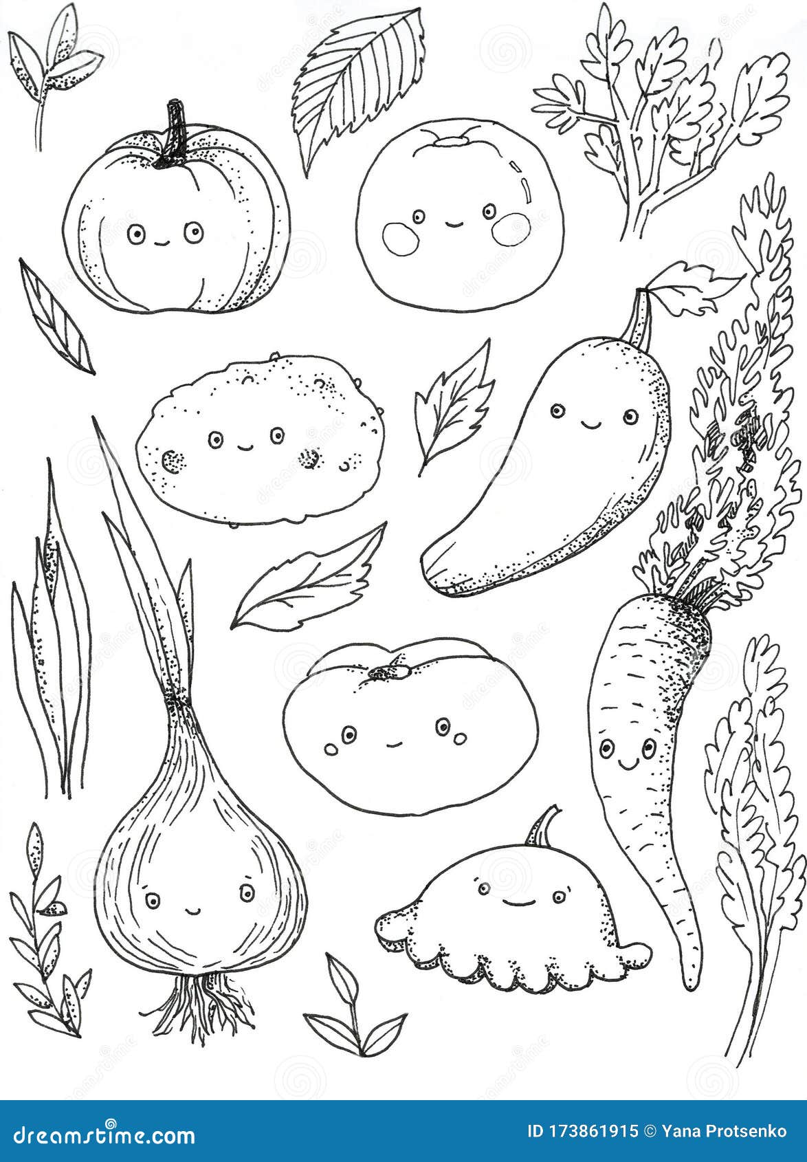 Coloring Book or Page Cartoon Illustration of Funny Food ...