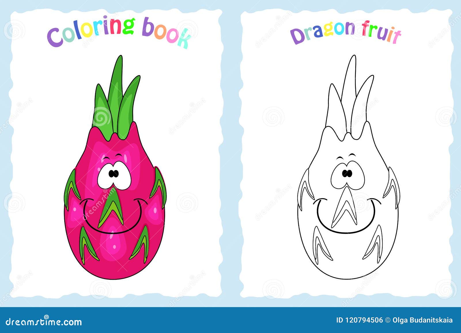 Download Coloring Book Page For Children With Colorful Dragon Fruit ...