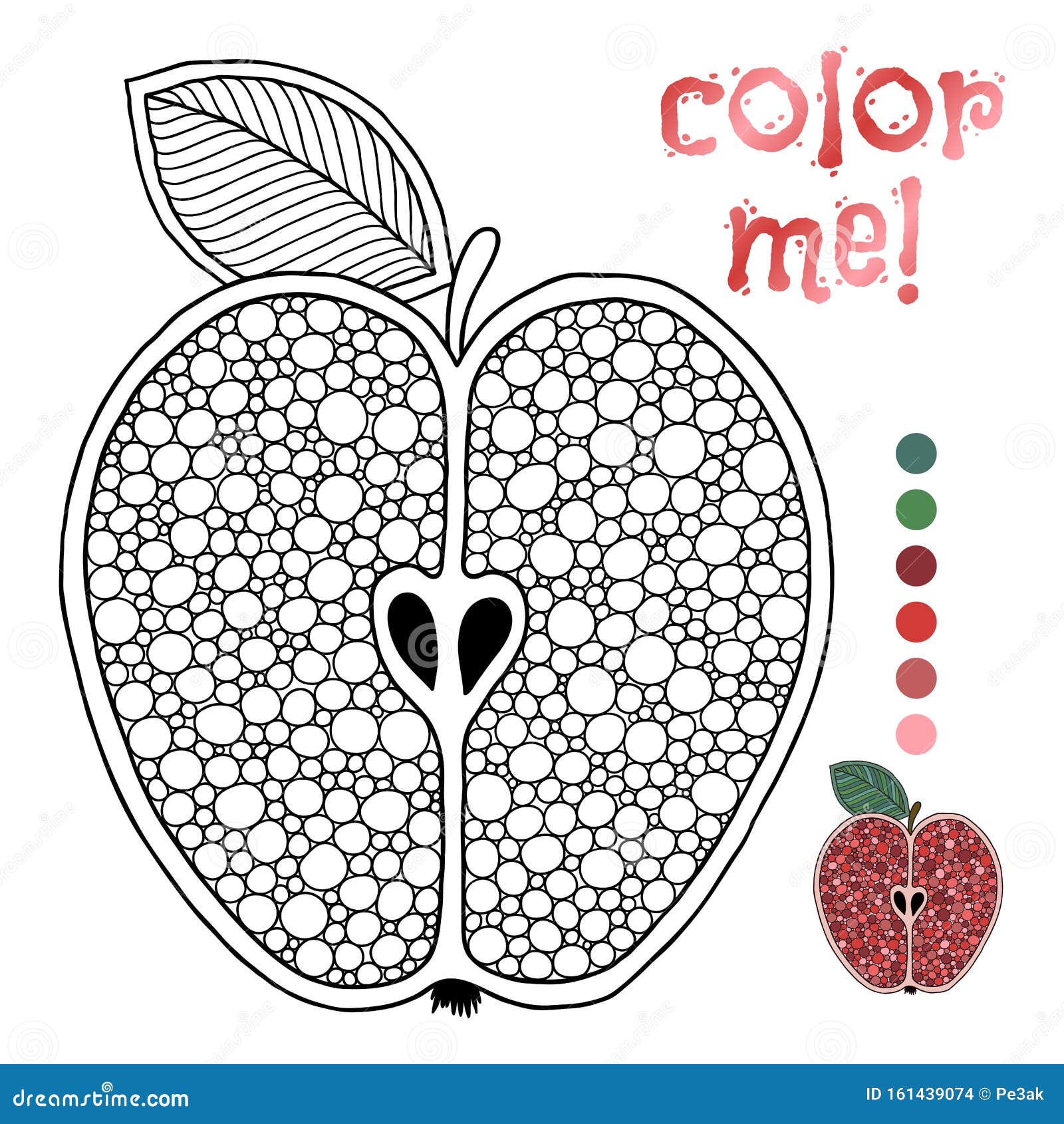 Download Coloring Book Page For Children With Outlines Of Apple Stock Vector Illustration Of Icon Black 161439074