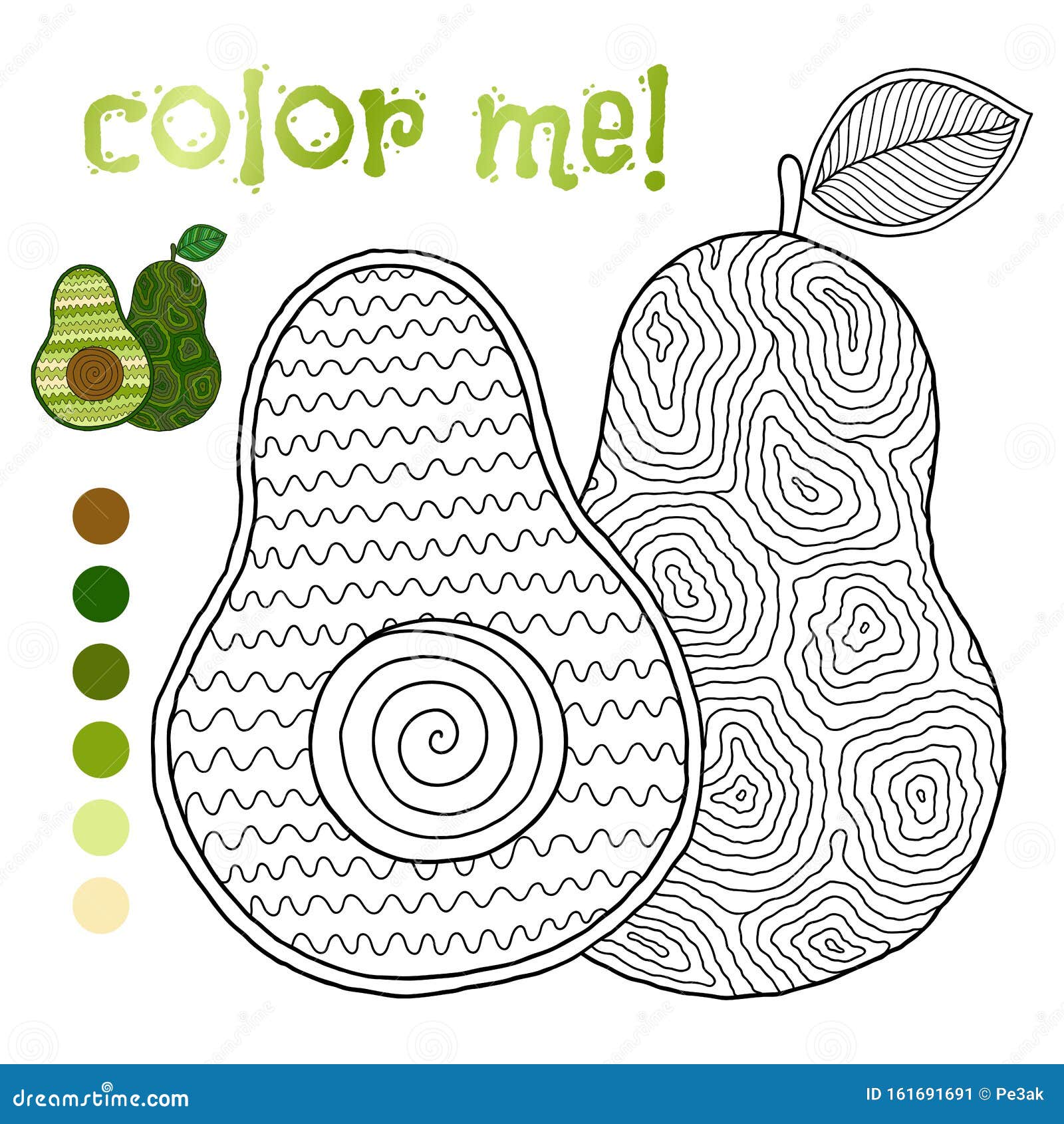 Download Coloring Book Page For Children With Outlines Of Avocado ...