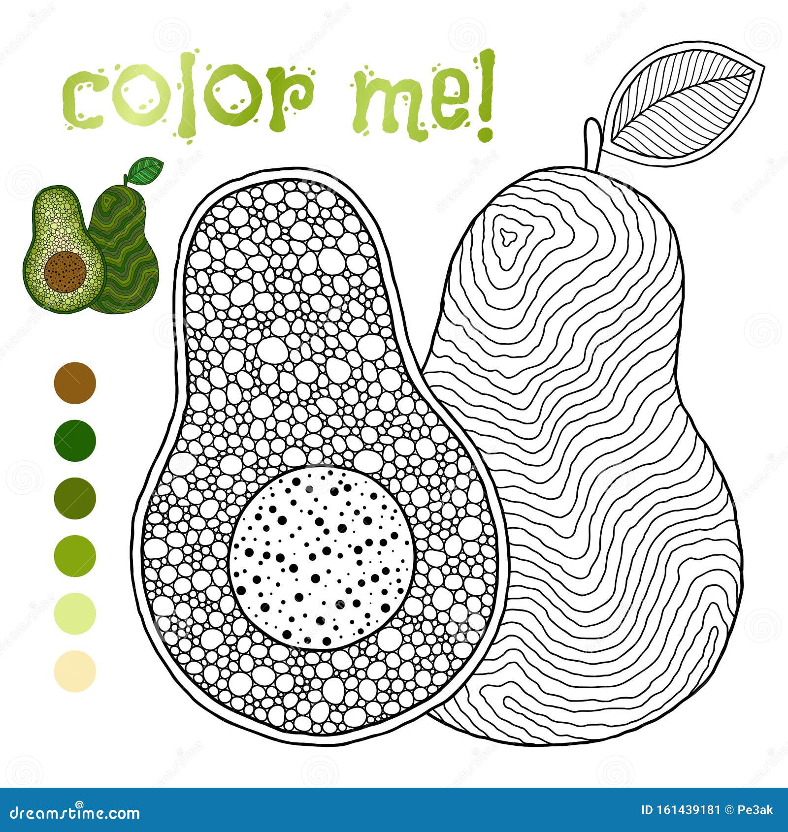 Download Coloring Book Page For Children With Outlines Of Avocado ...