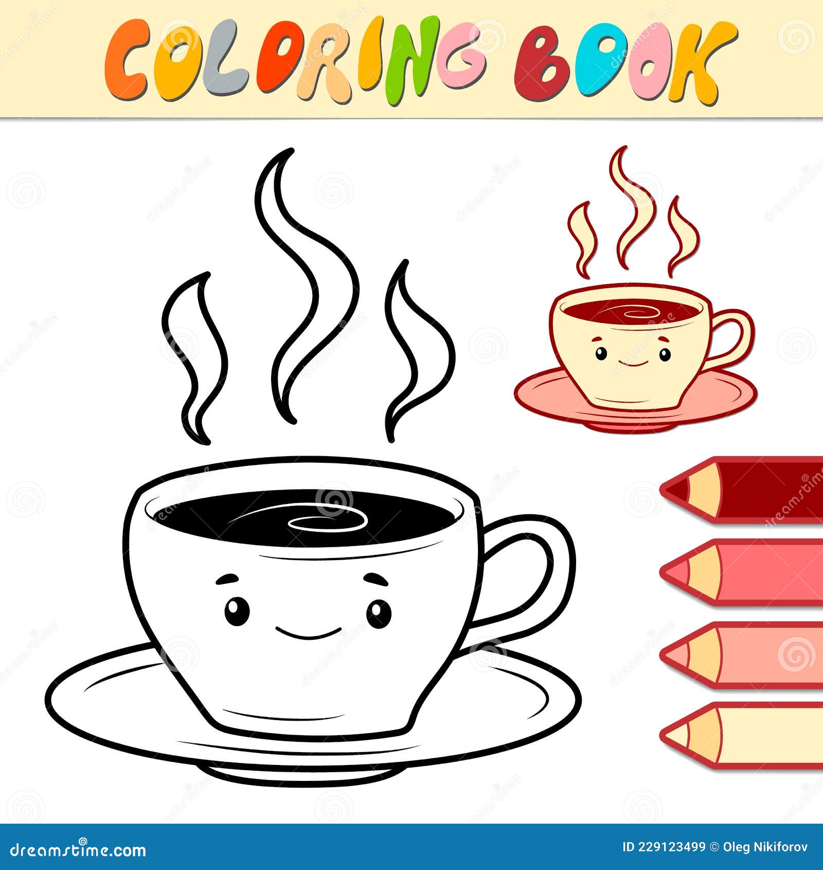 Coloring Book or Page for Kids. Cup Black and White Vector Stock Vector ...