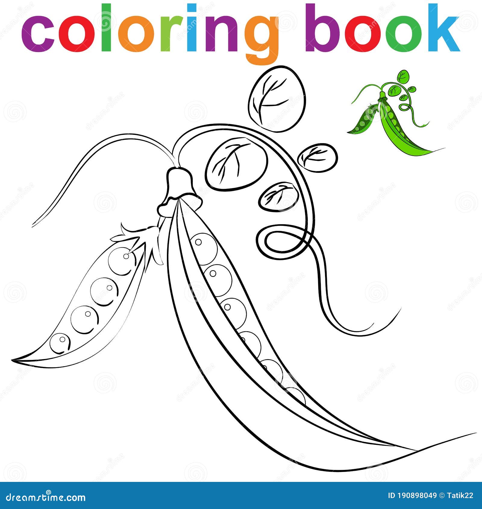 Peas In A Pod Coloring Page Coloring Book Page Template with Peas in Pods, for Kids Stock Vector - Illustration of cartoon, fantasy: 190898049