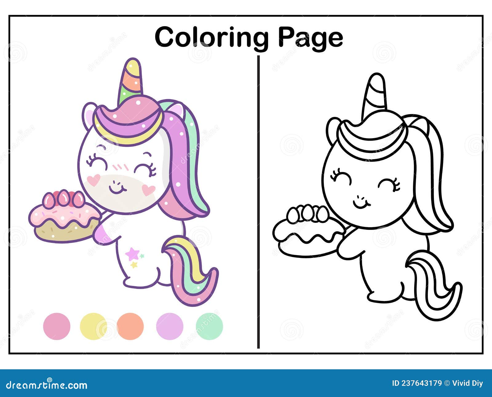 Unicorn cake coloring page - Coloring Pages Online