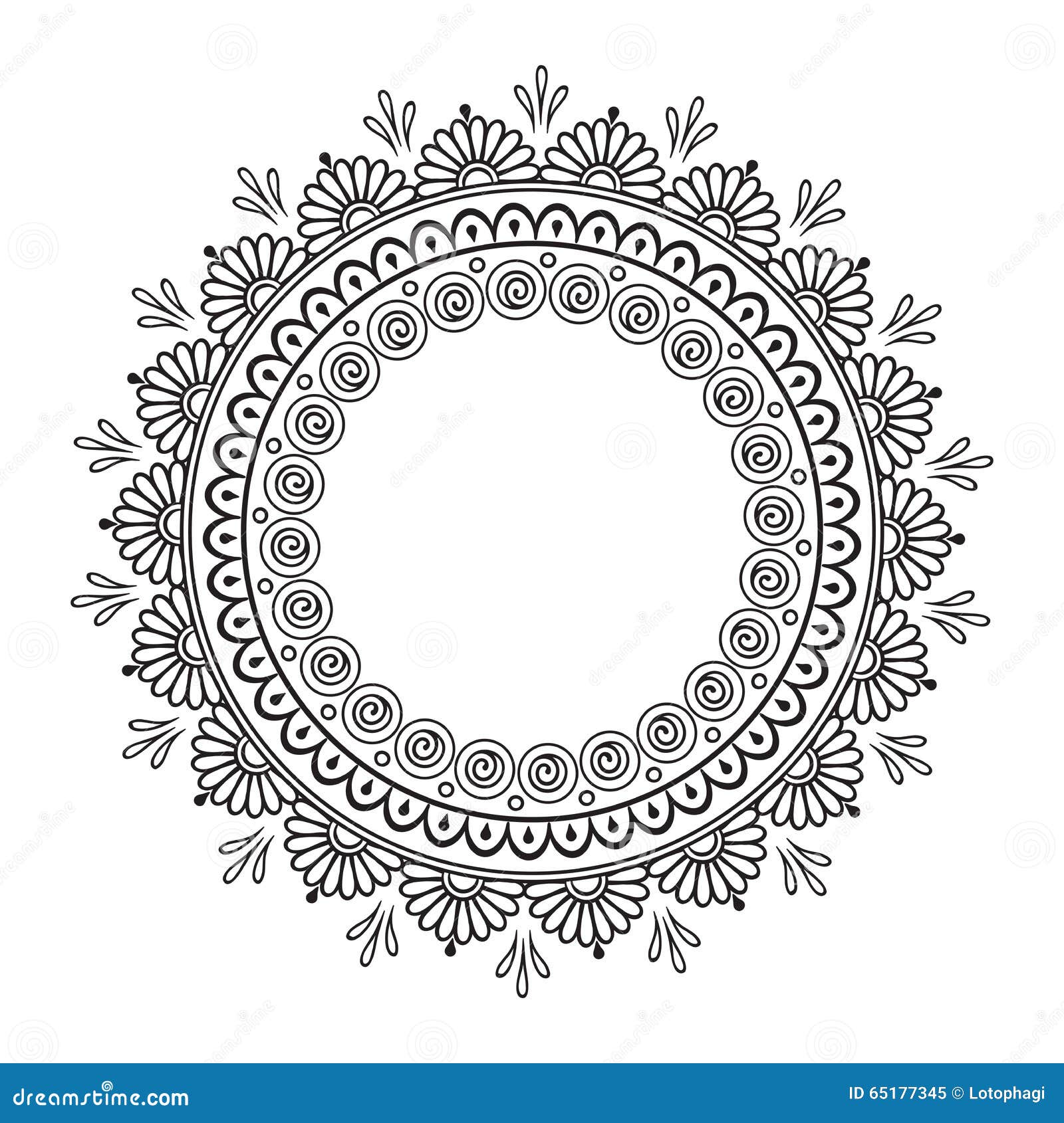 stock illustration coloring book pages kids adults hand drawn abstract design decorative indian mandala round lace ornate frame plate image