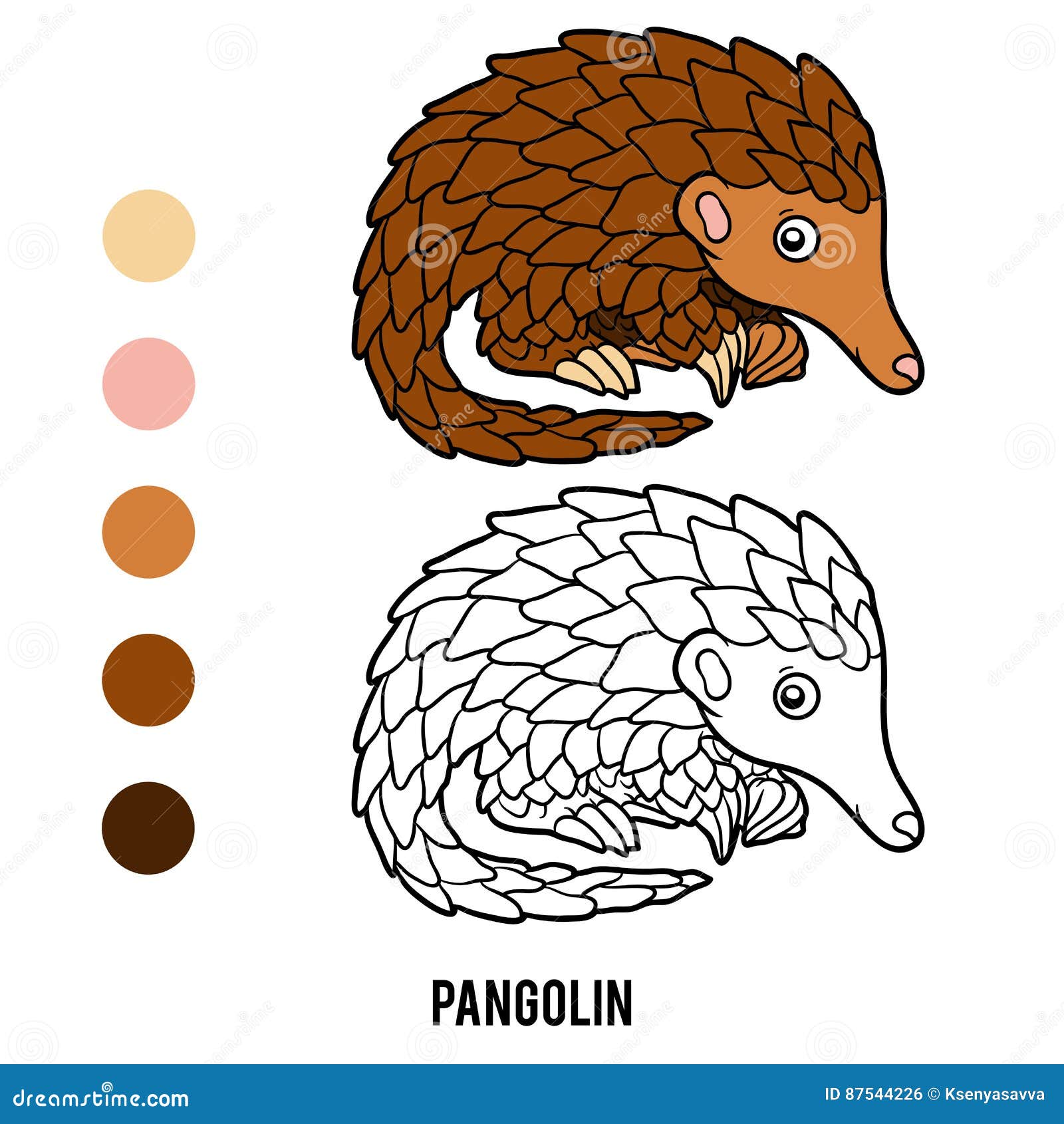 Download Coloring book, Pangolin stock vector. Illustration of kindergarten - 87544226