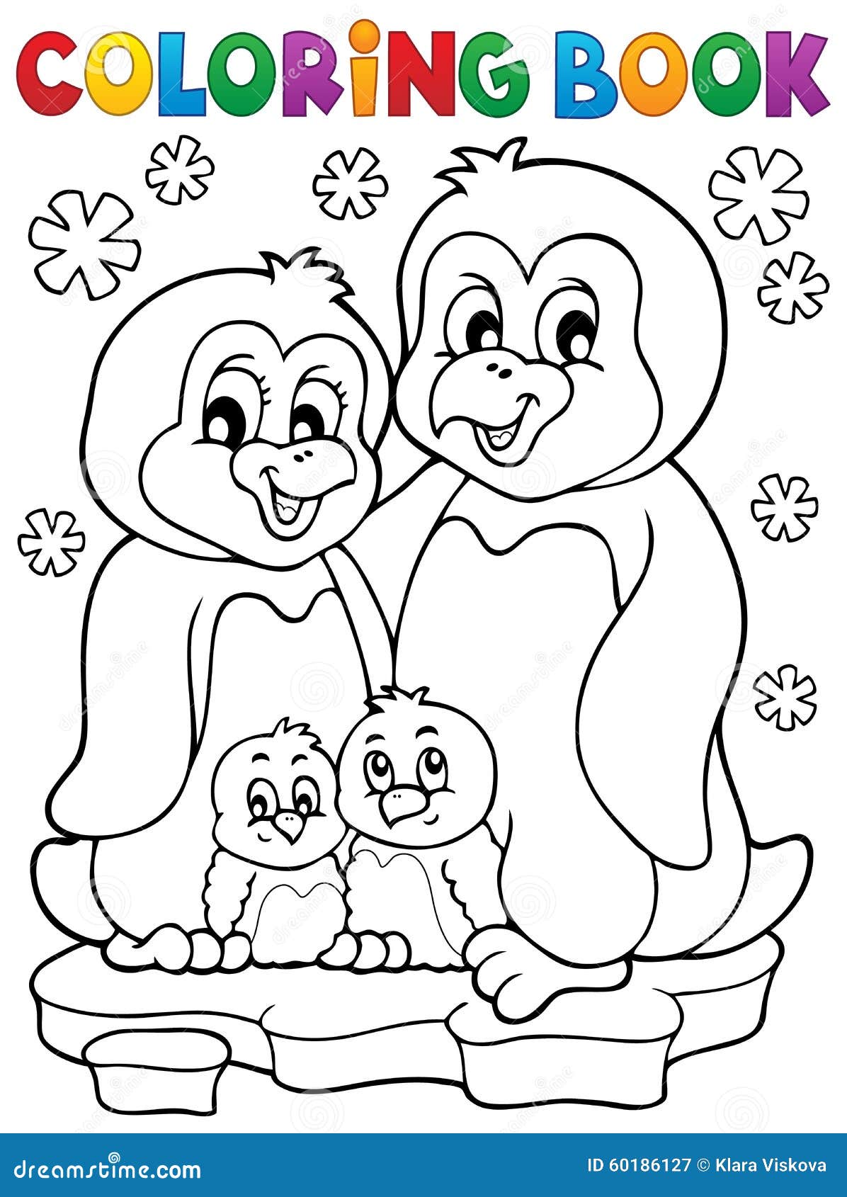 Coloring Book Penguin Family Theme 1 Stock Vector - Illustration of ...