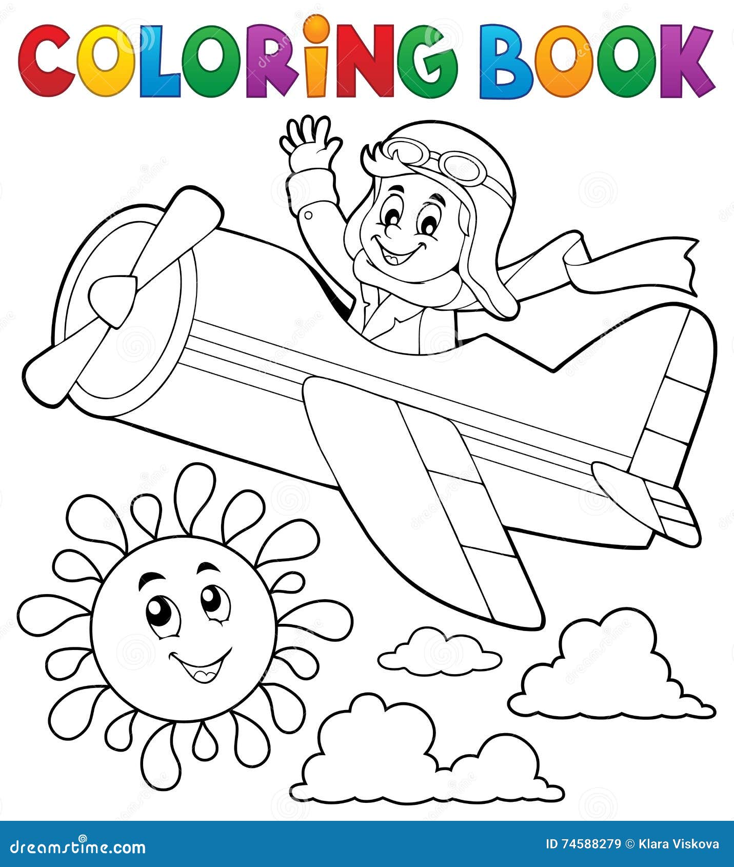 Download Coloring Book Pilot In Retro Airplane Stock Vector ...