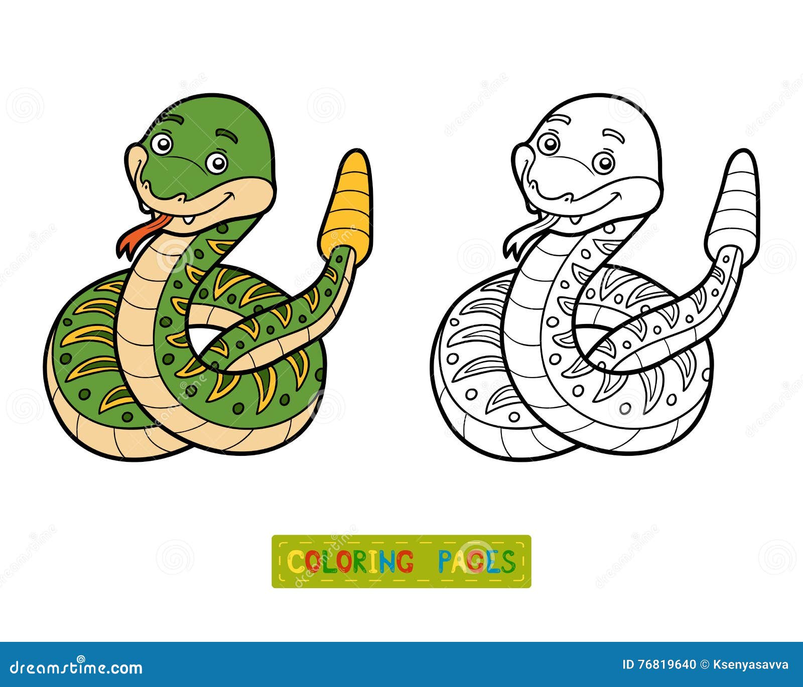 Coloring book, Rattlesnake stock vector. Illustration of printable ...