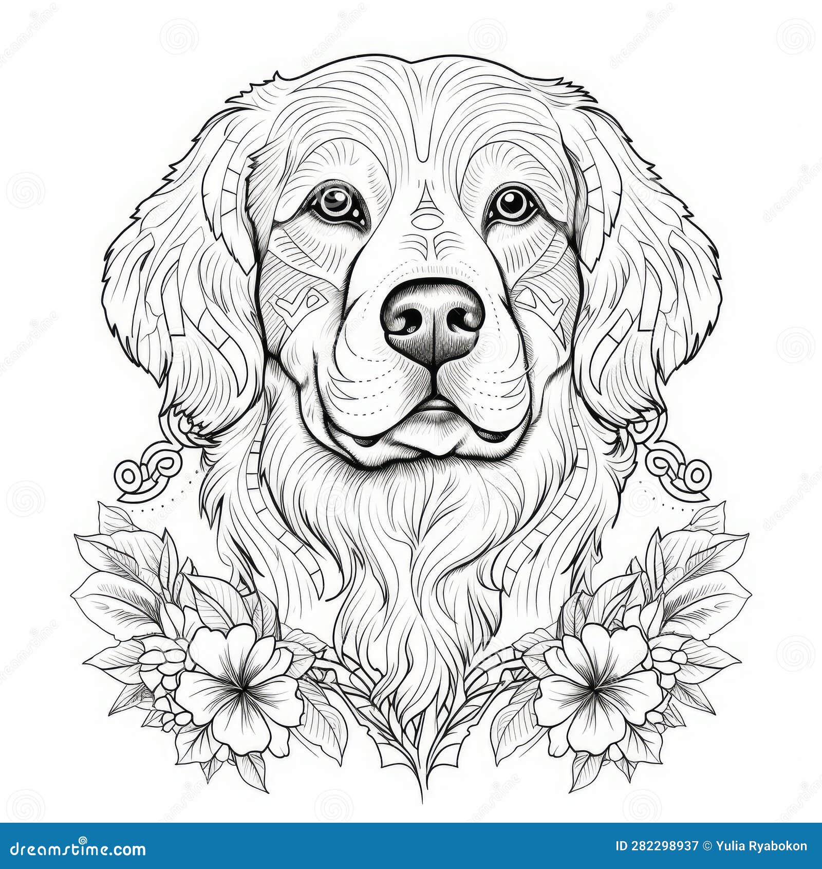 Coloring Book Retriever Dog Banner Pet. Generate Ai Stock Illustration