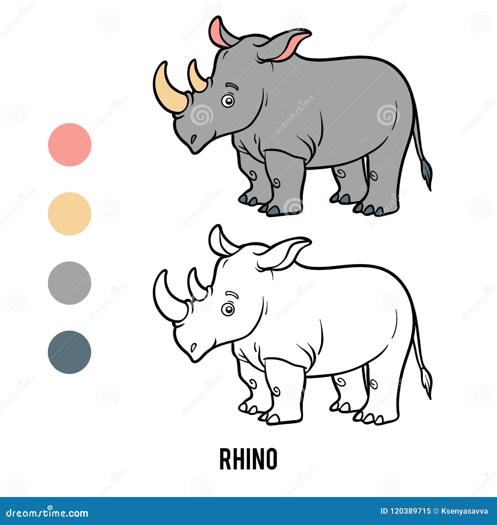 coloring book, rhino
