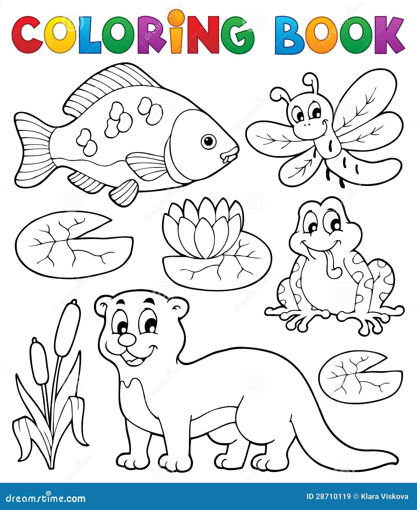 Coloring Book River Fauna Image 20 Stock Vector   Illustration of ...