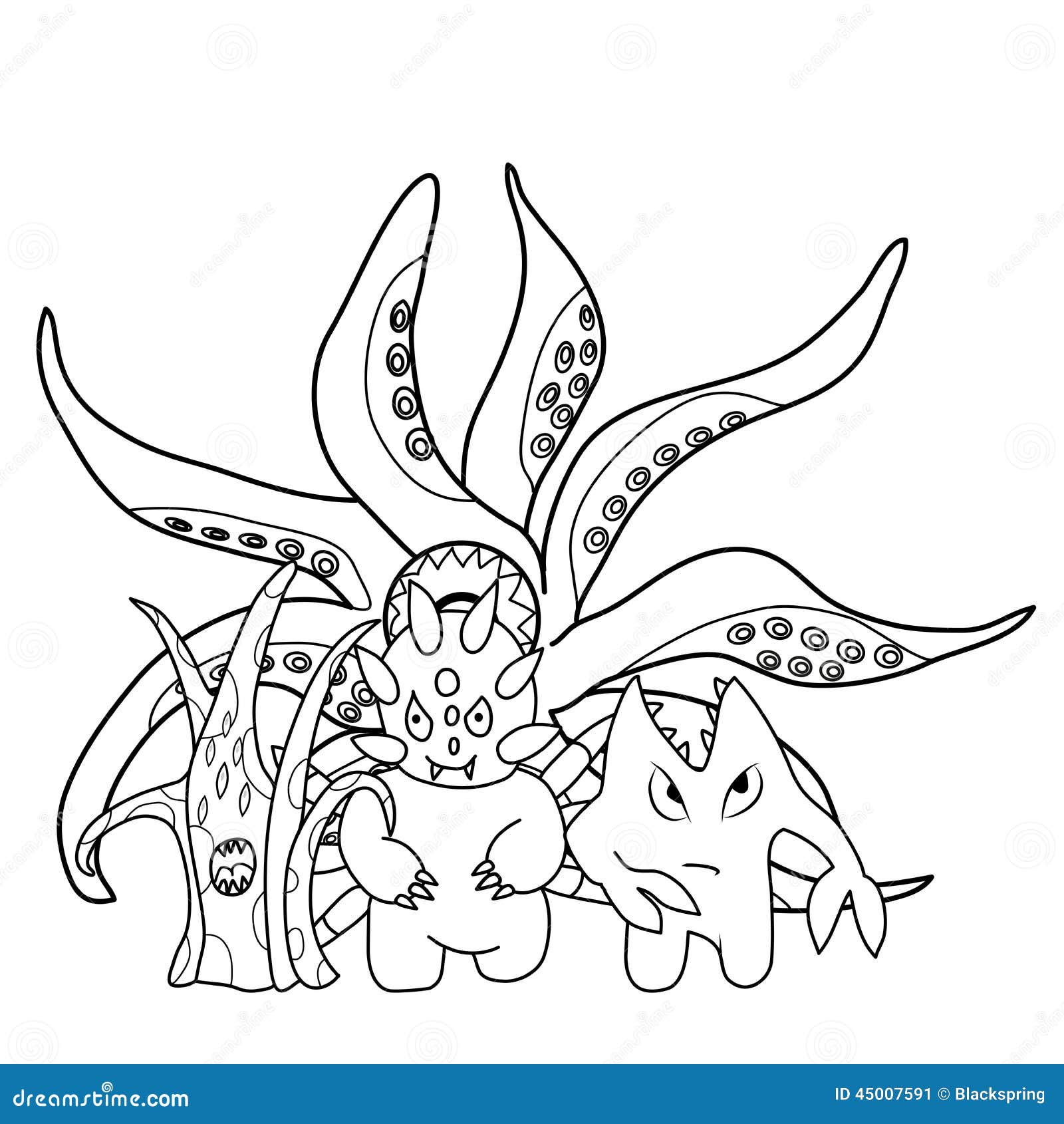 Coloring Book. Scary Cartoon Monsters Stock Vector - Image: 45007591