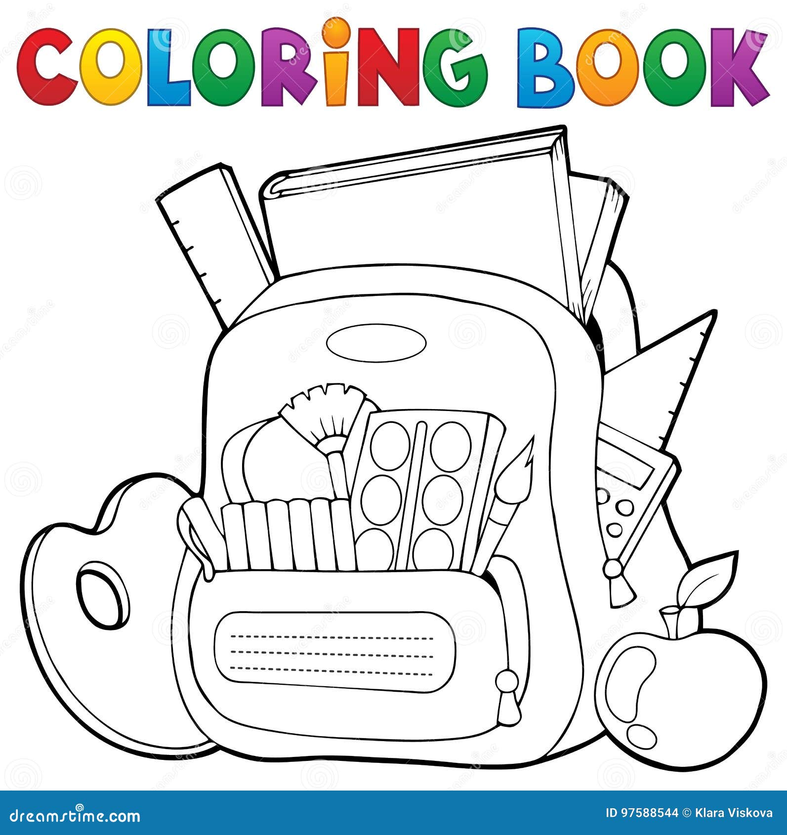coloring book schoolbag theme 1