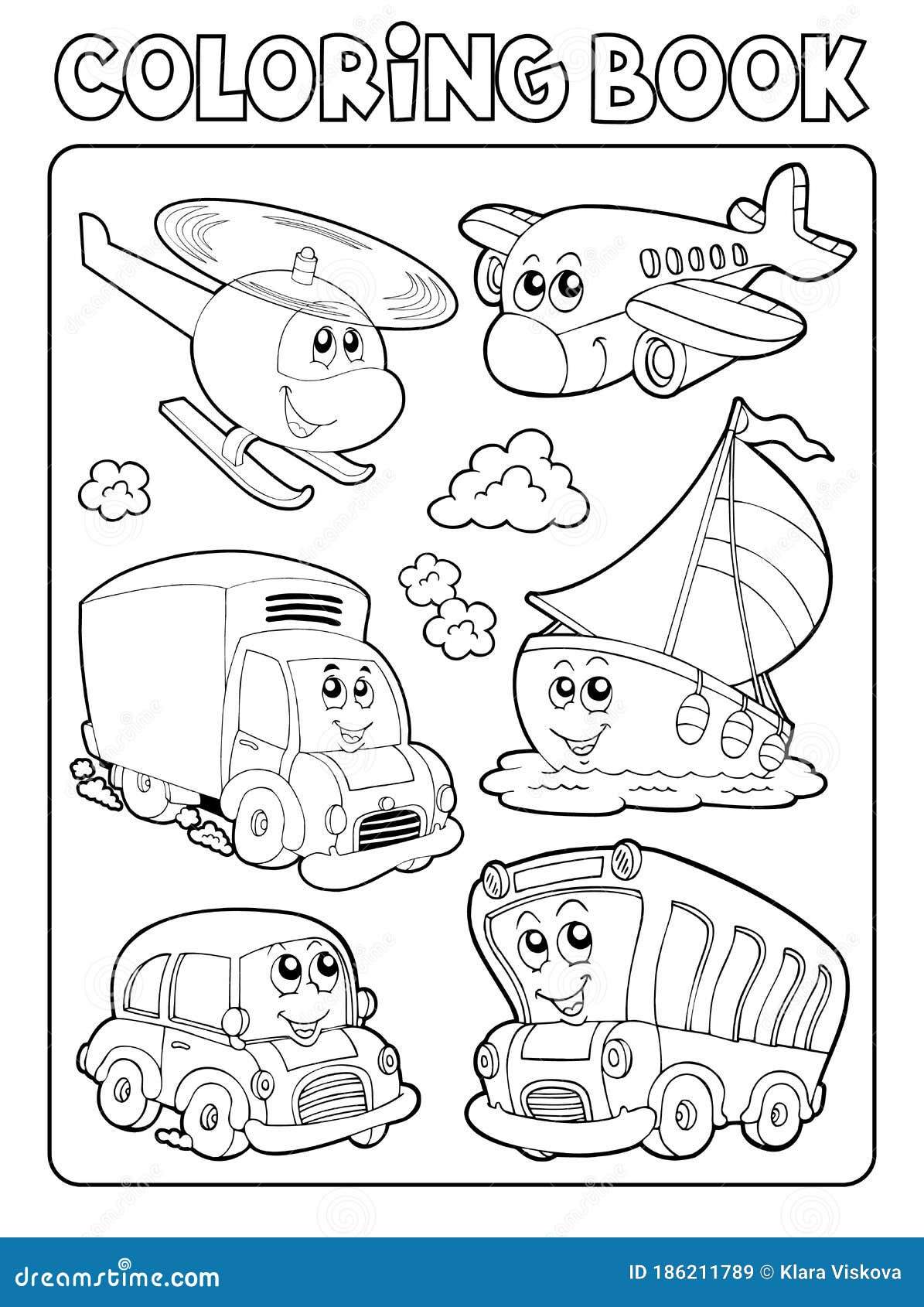 Download Coloring Book Transportation Thematics 1 Stock Vector Illustration Of Ship Truck 186211789