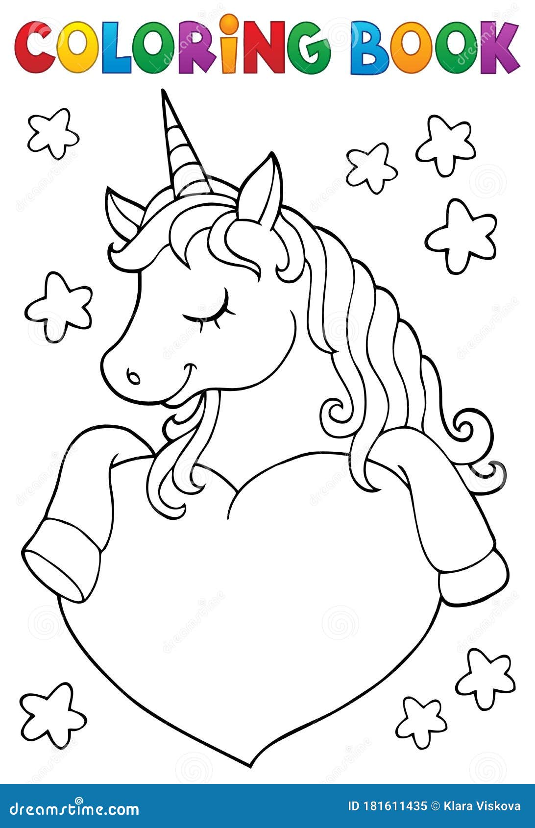 Coloring Book Unicorn and Heart 1 Stock Vector - Illustration of