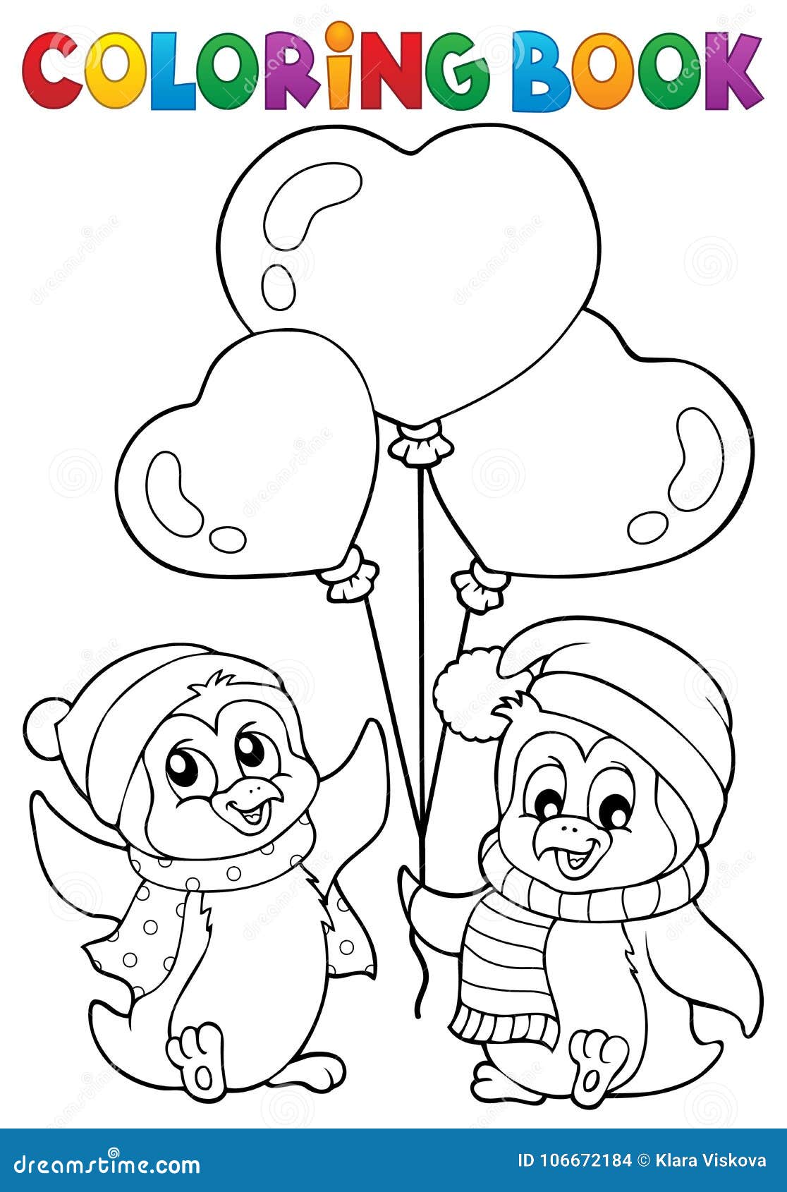 valentine penguins coloring pages