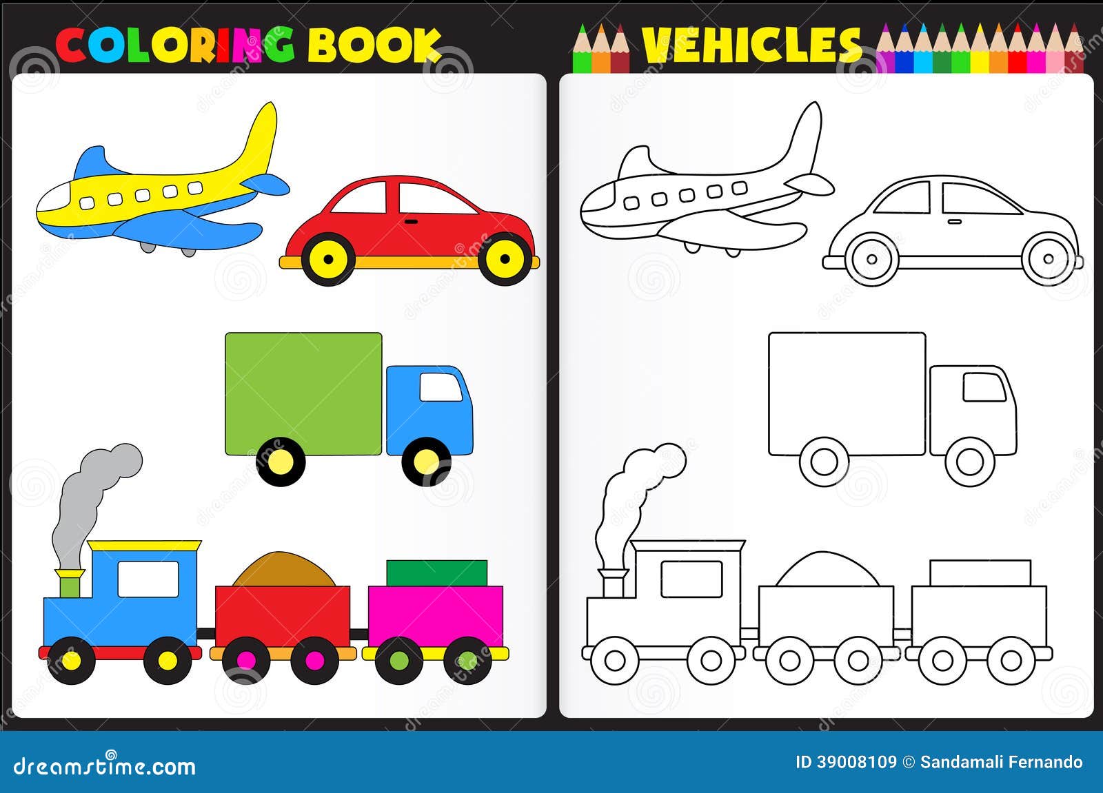 Coloring book vehicles stock vector. Illustration of design   20