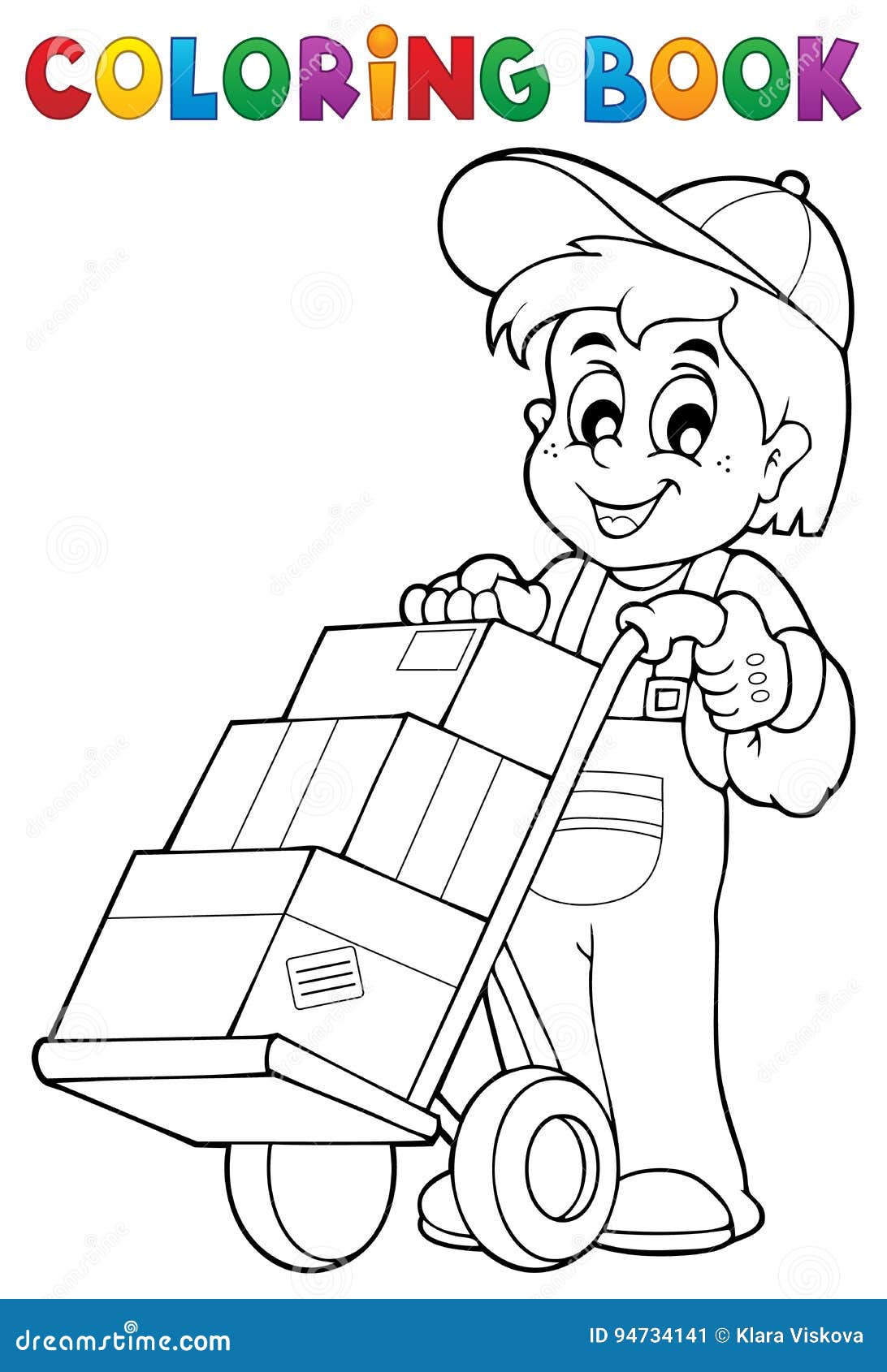 Coloring Book Warehouse Worker Stock Vector - Illustration of delivery