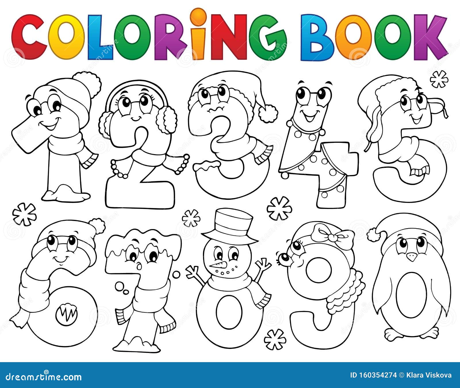 Coloring Book Winter Numbers Set 1 Stock Vector - Illustration of