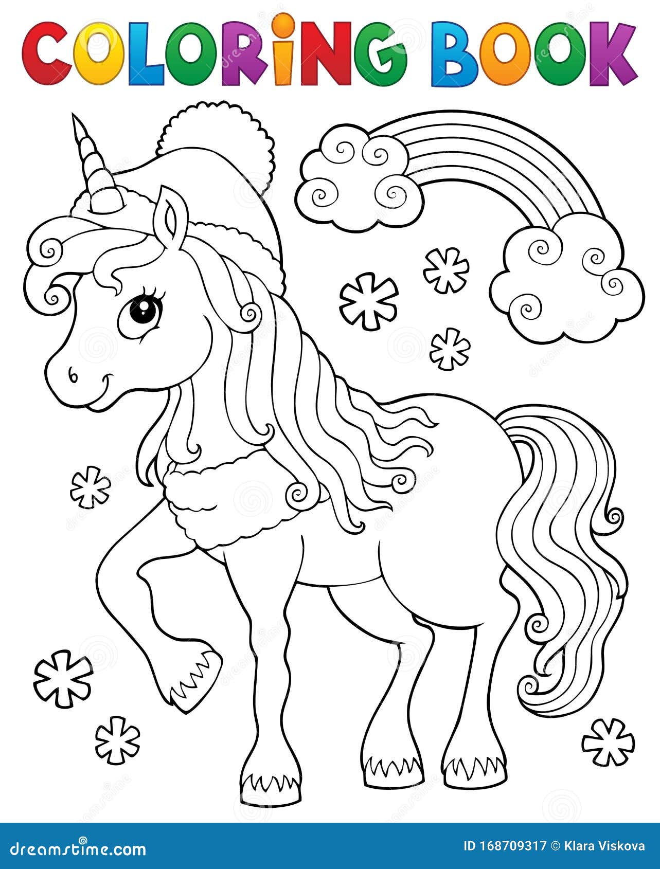 Coloring Book Winter Unicorn Theme 1 Stock Vector - Illustration of