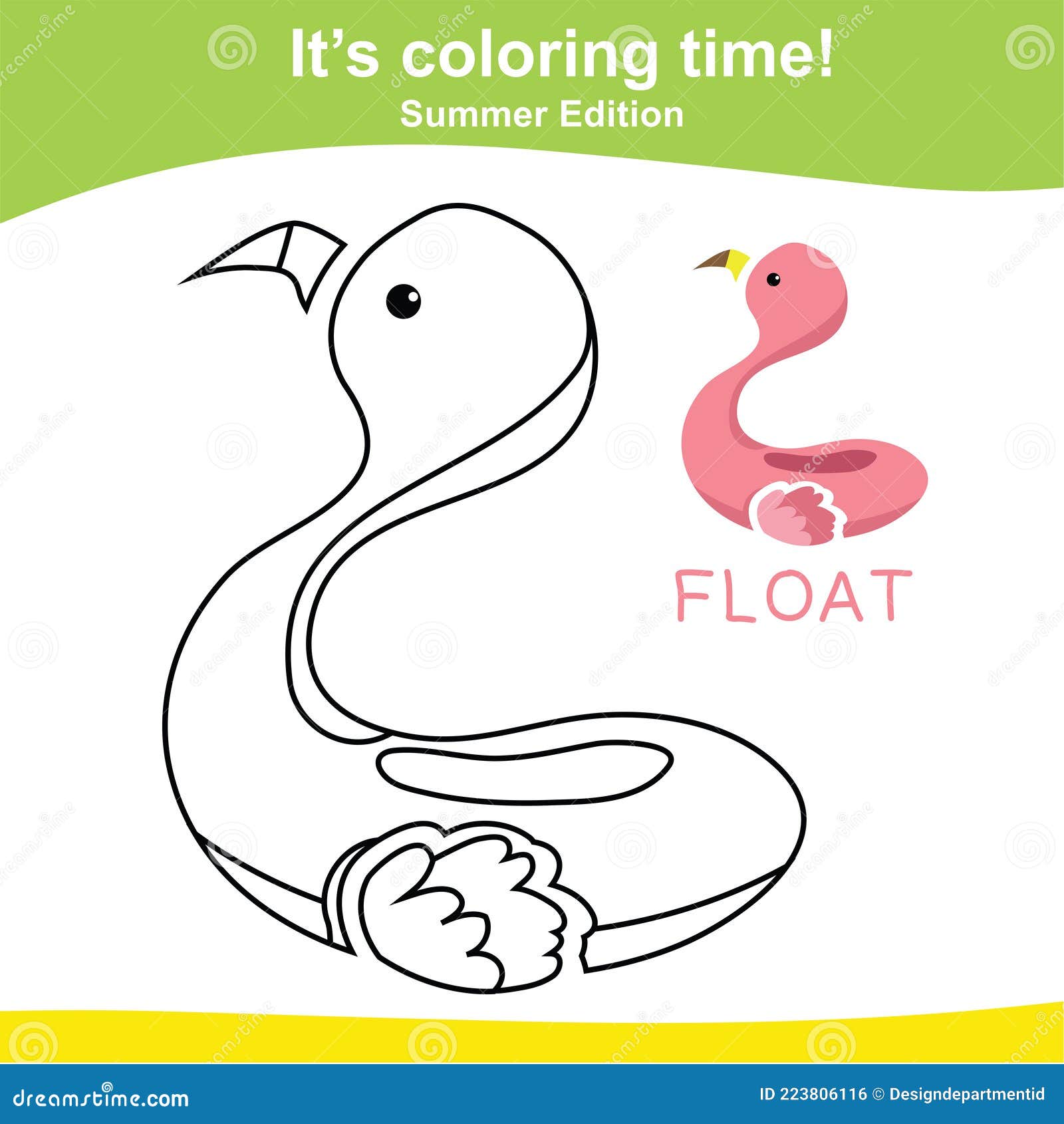Coloring Flamingo Float Worksheet Page. Educational Printable Coloring ...
