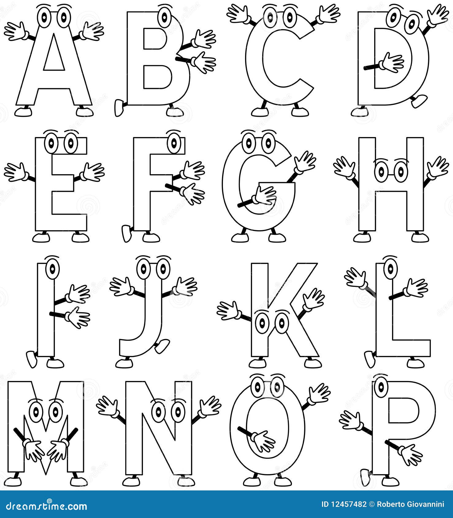 Coloring Cartoon Alphabet 1 Stock Vector - Illustration ...