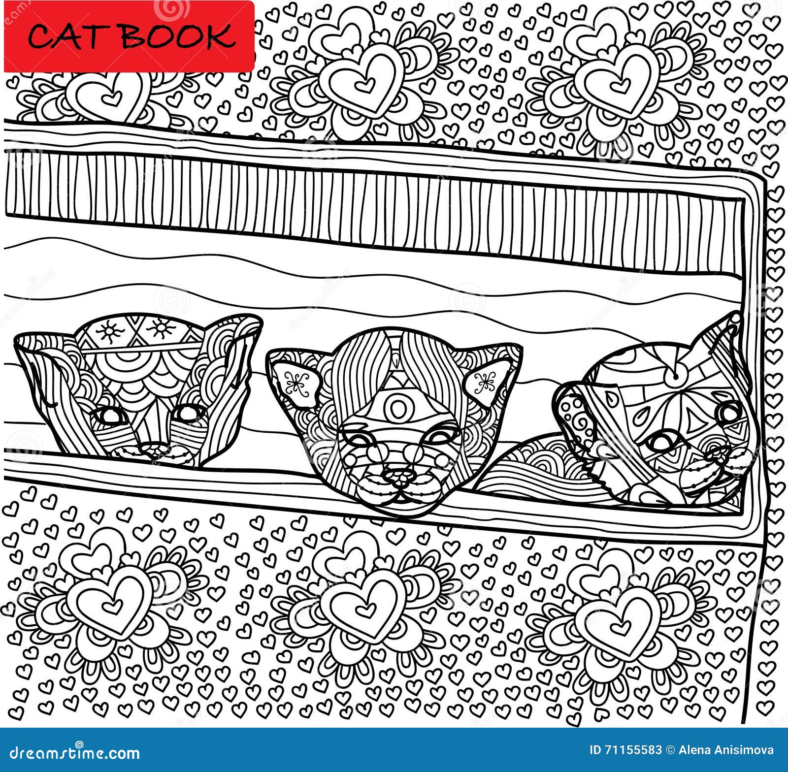 Download Coloring Cat Page For Adults. Three Newly Born Kitten ...
