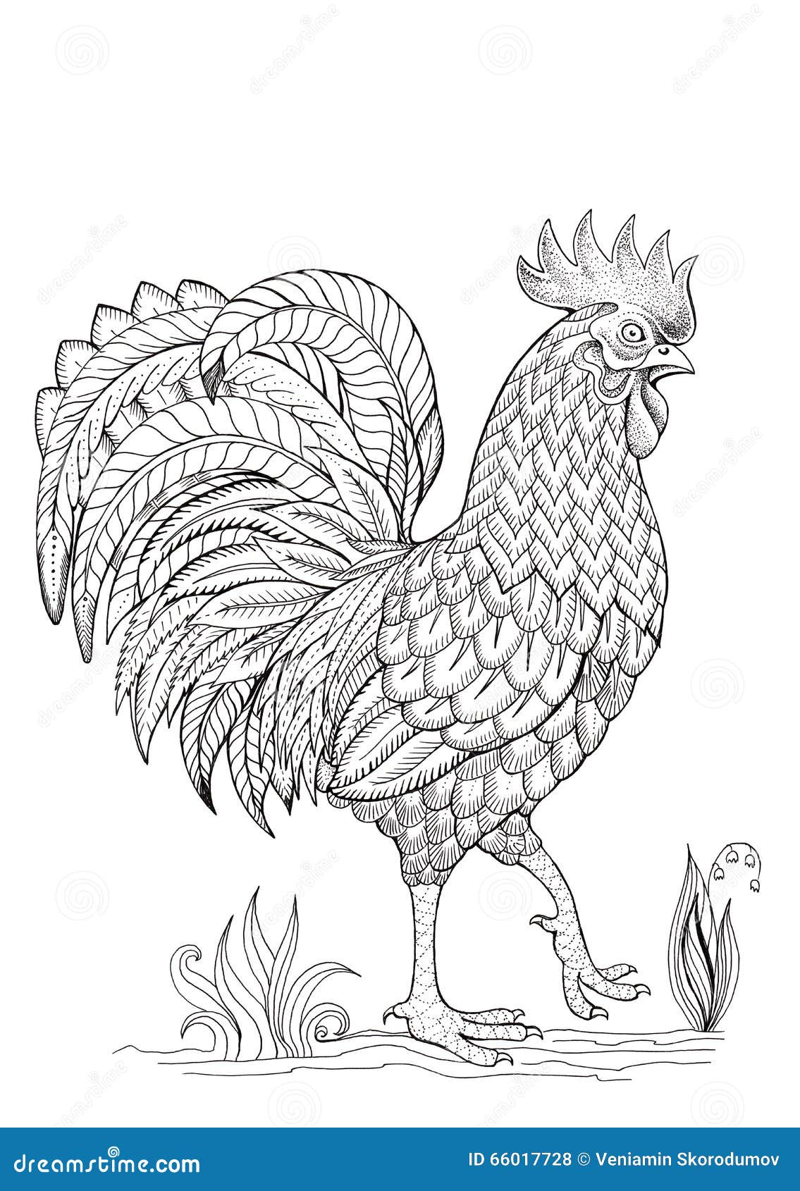 Coloring cock rooster Royalty Free Illustration