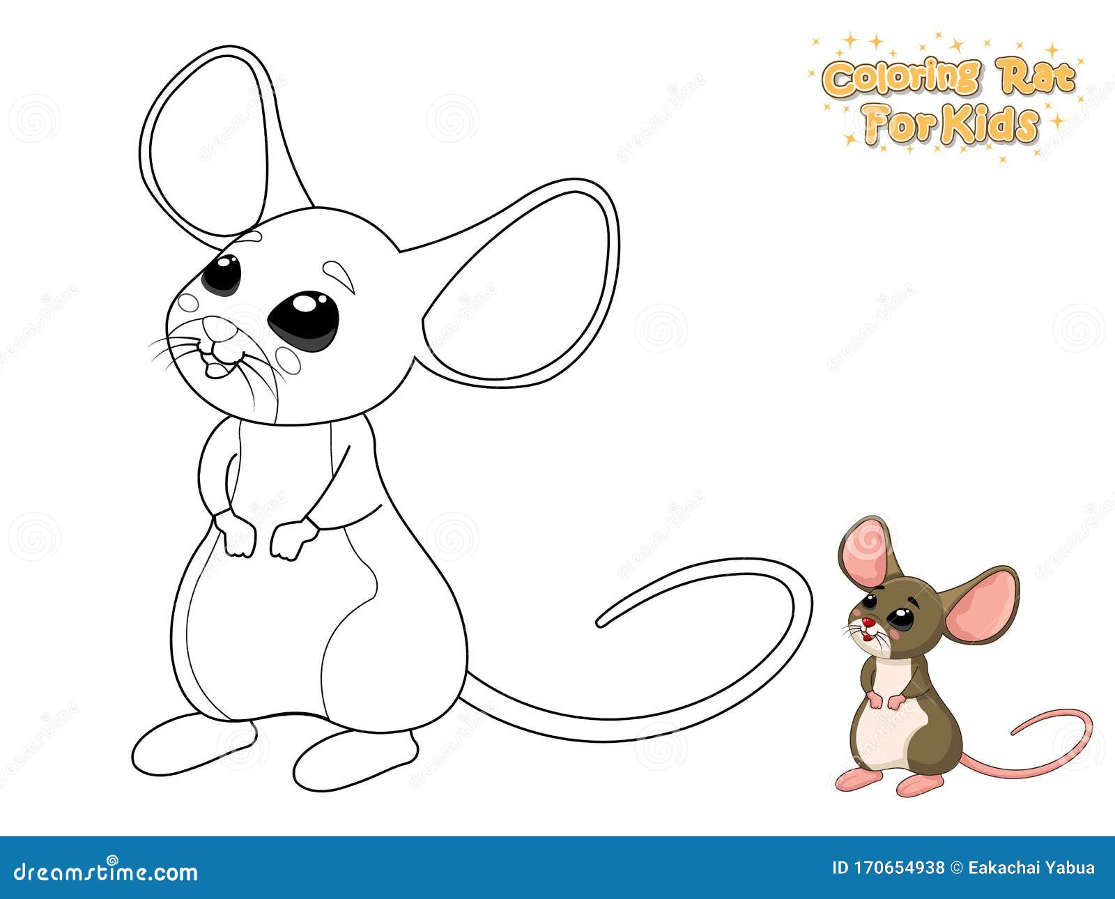 Coloring the Cute Cartoon Rat. Educational Game for Kids Stock Vector -  Illustration of artist, background: 170654938